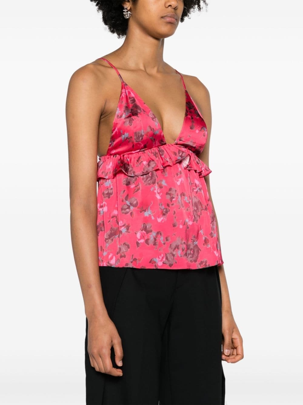 floral-print satin top - 3