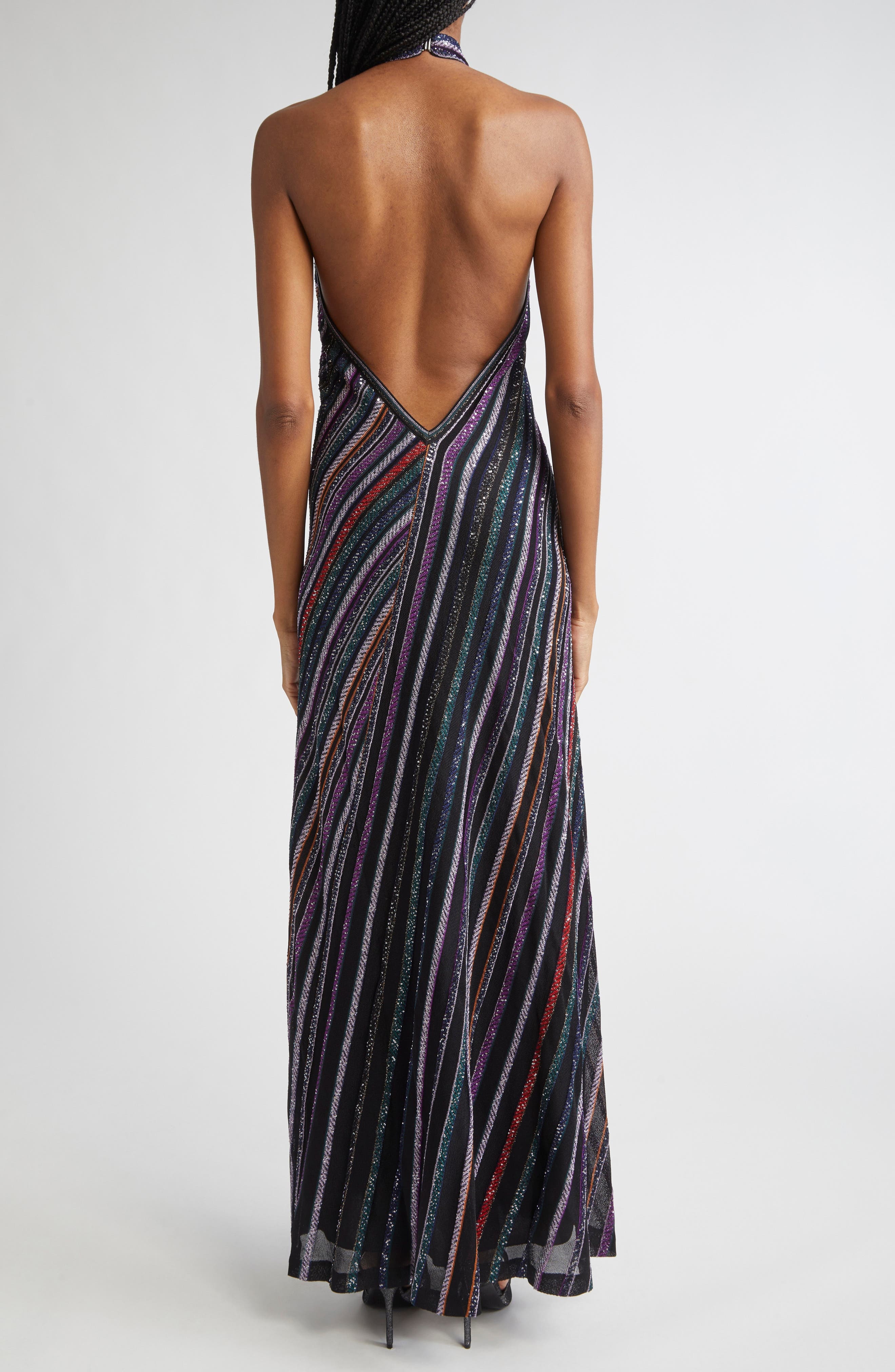 Missoni Sequin Stripe Metallic Knit Dress in Purple Black Orange Multi at Nordstrom - 2