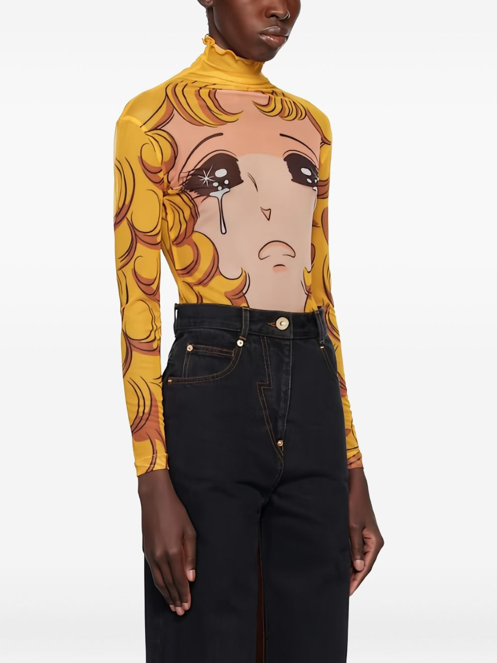 illustration-print turtleneck top - 3