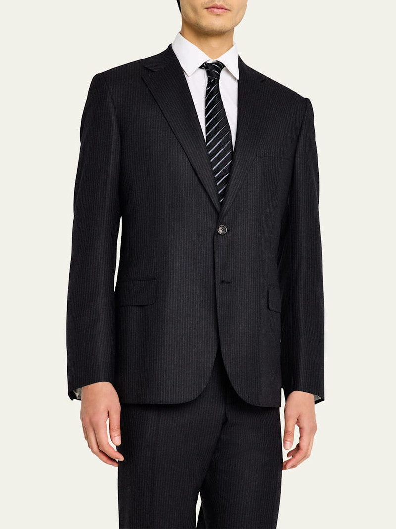 Men's Brun Pinstripe Escorial Wool Suit 4