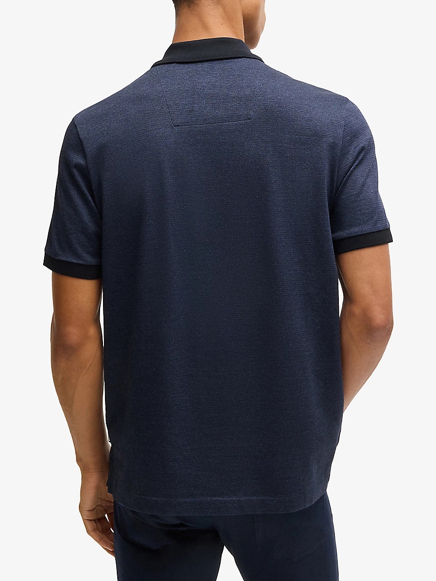 Short-sleeved contrast-trim cotton polo shirt - 4