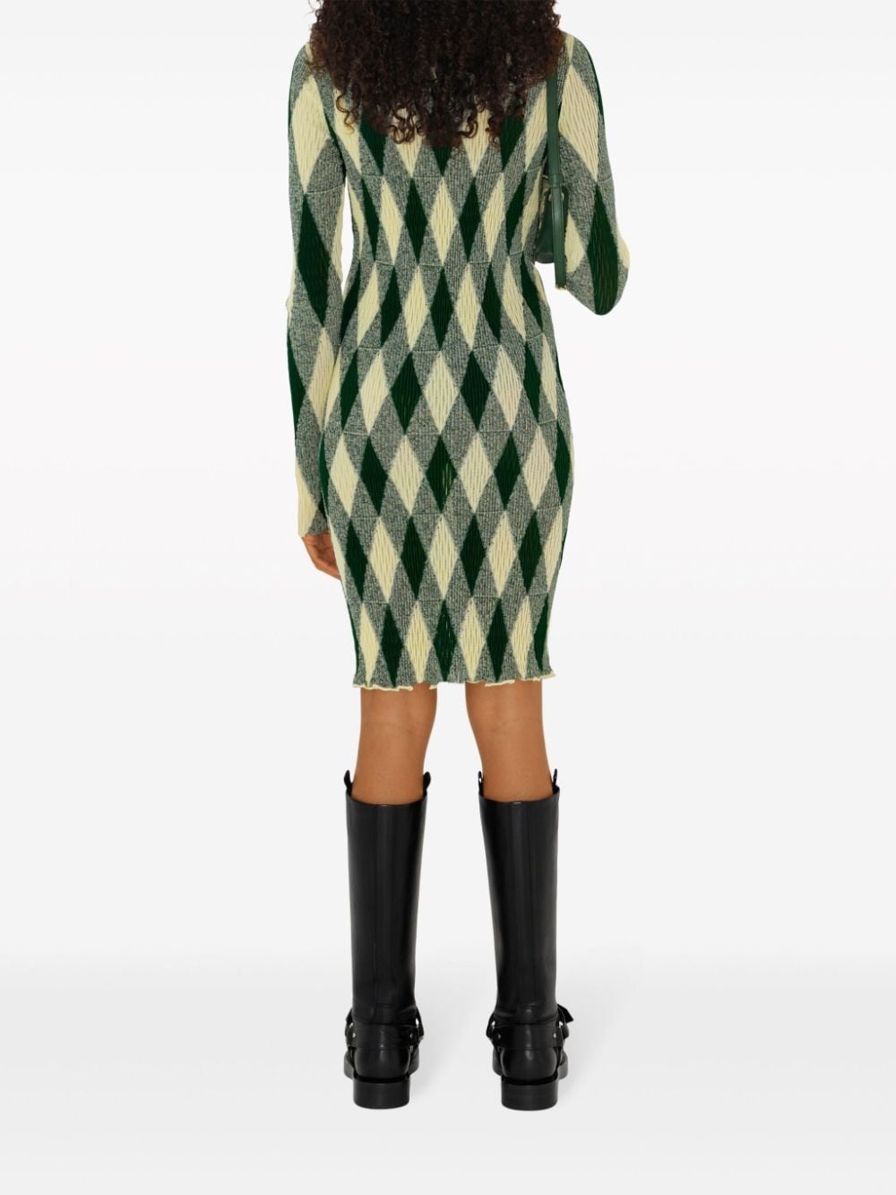 argyle ribbed-knit dress - 4