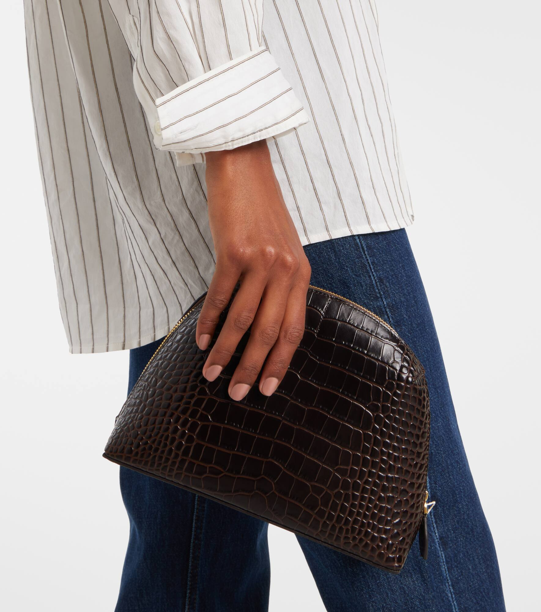 Small croc-effect leather pouch - 2