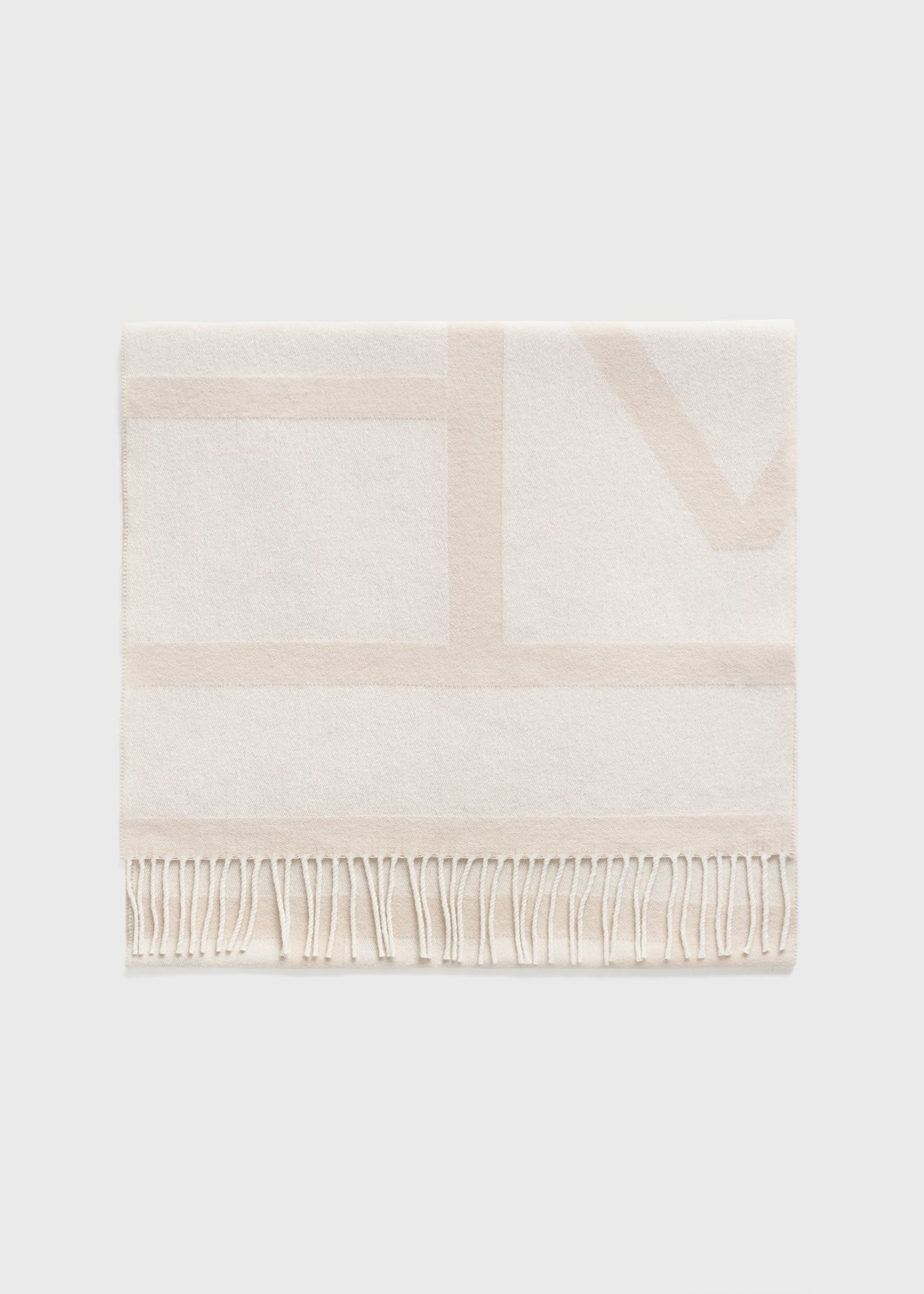 Monogram jacquard wool scarf eggnog - 6