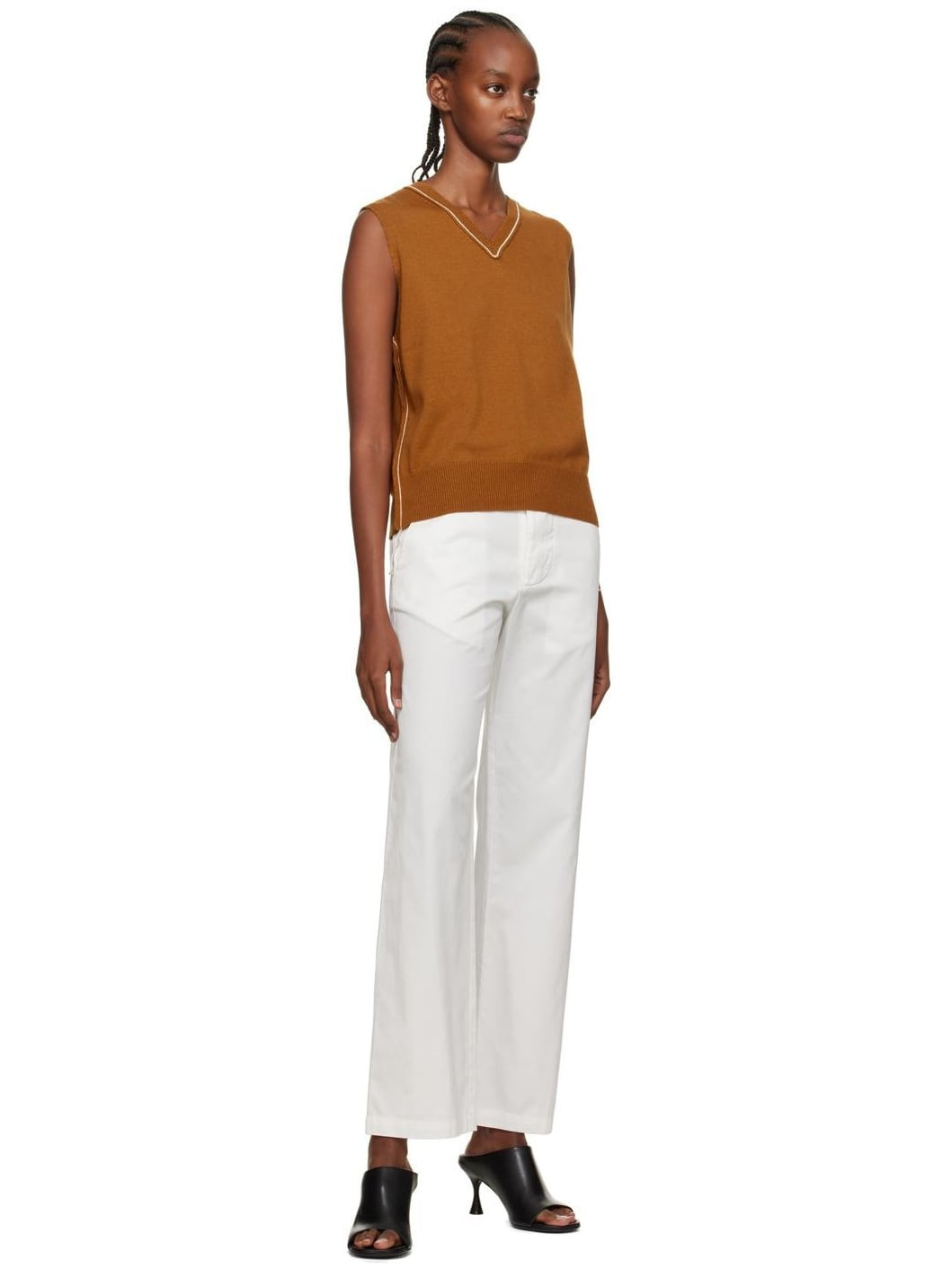 Orange V-Neck Sweater Vest - 4