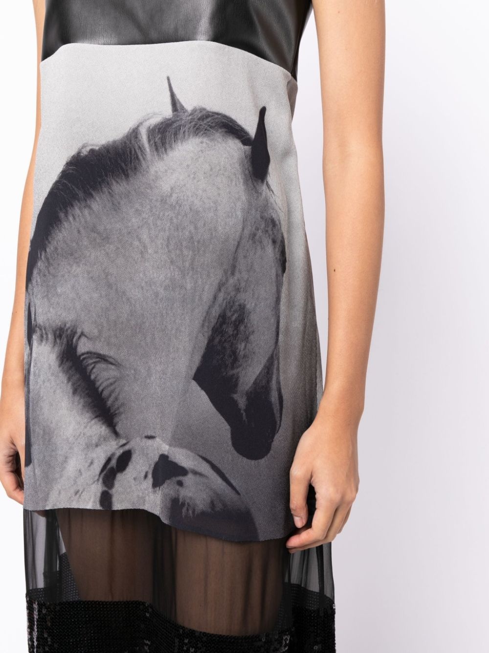 horse-print silk midi dress - 5