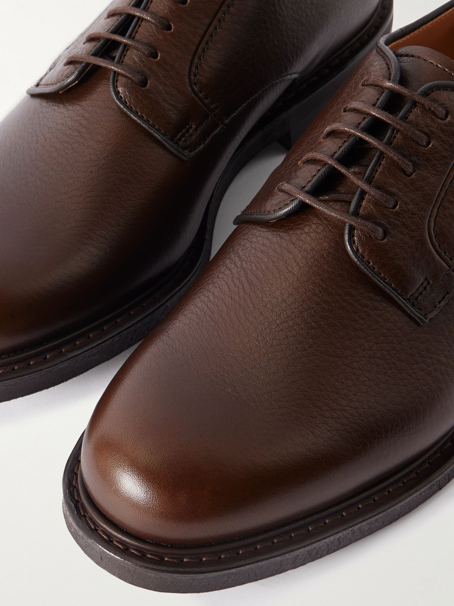 Padstow Full-Grain Leather Derby Shoes Dark brown - 5