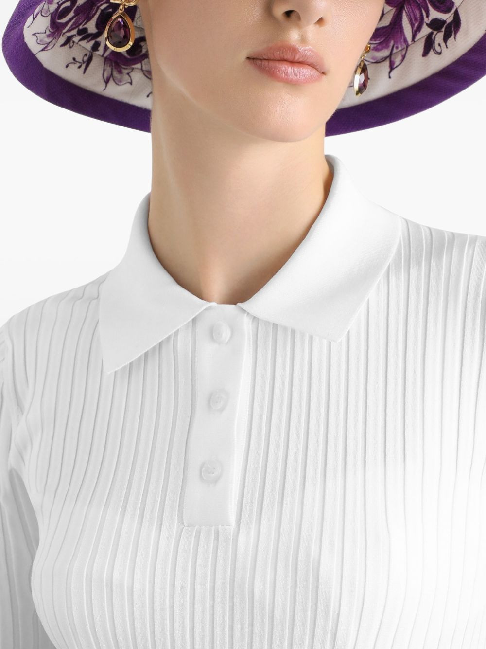 ribbed polo top - 4