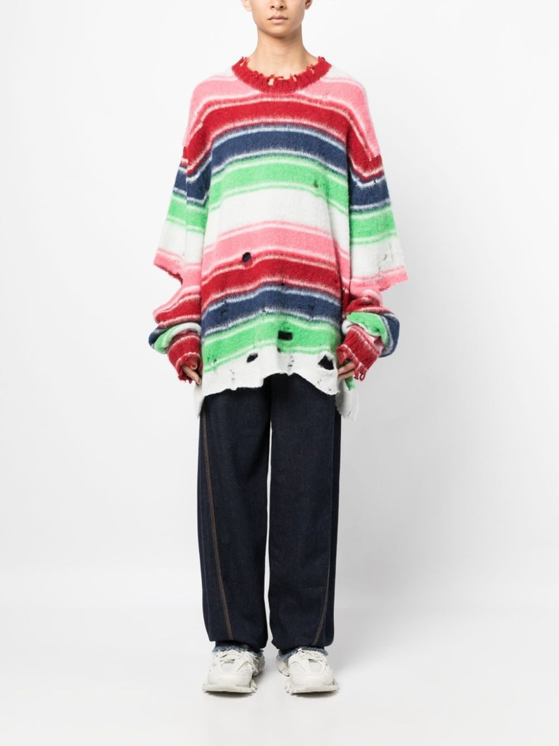 doublet distressed-effect striped sweatshirt outlook