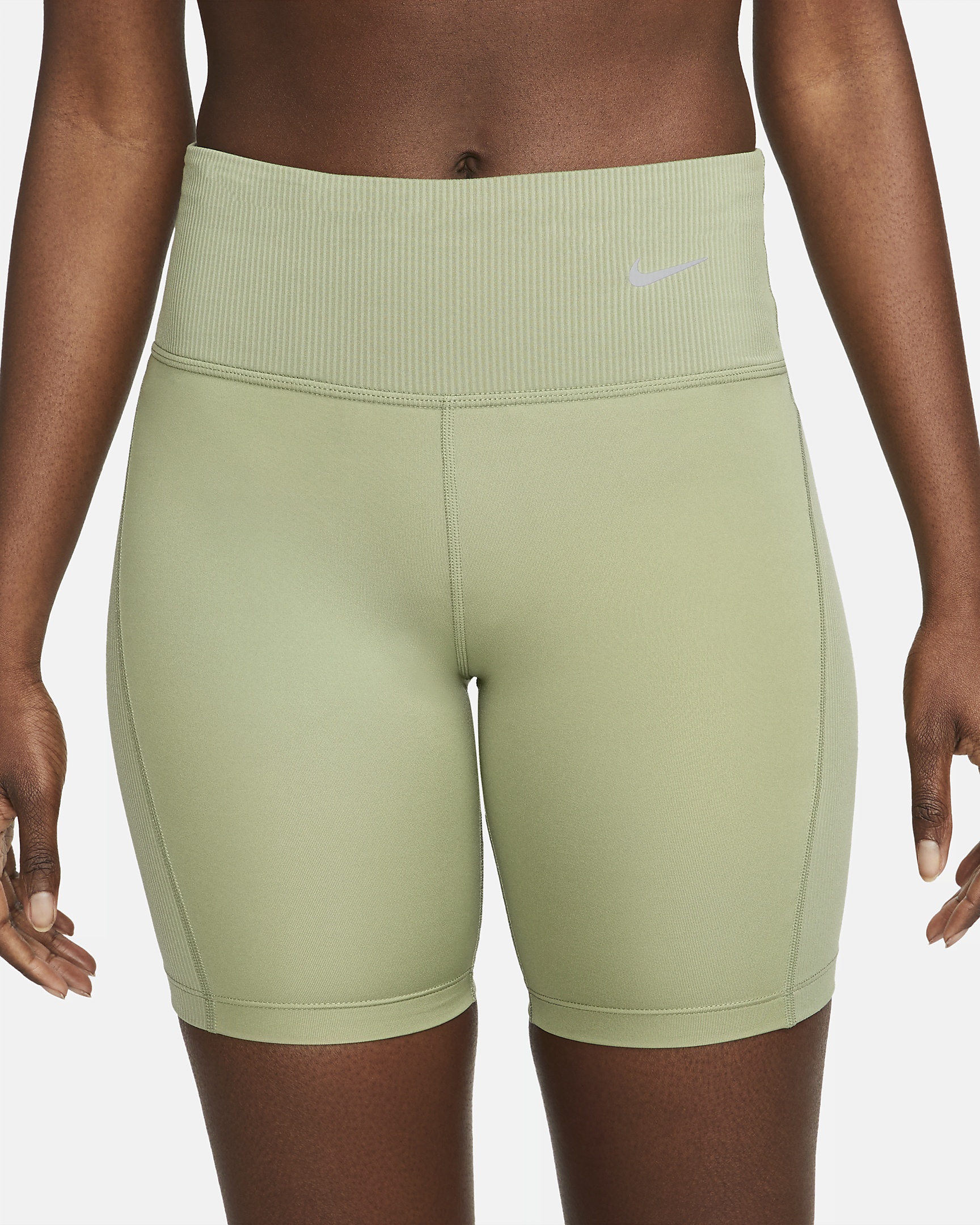 Nike Women's Tight Mid-Rise Ribbed-Panel Running Shorts with Pockets - 2