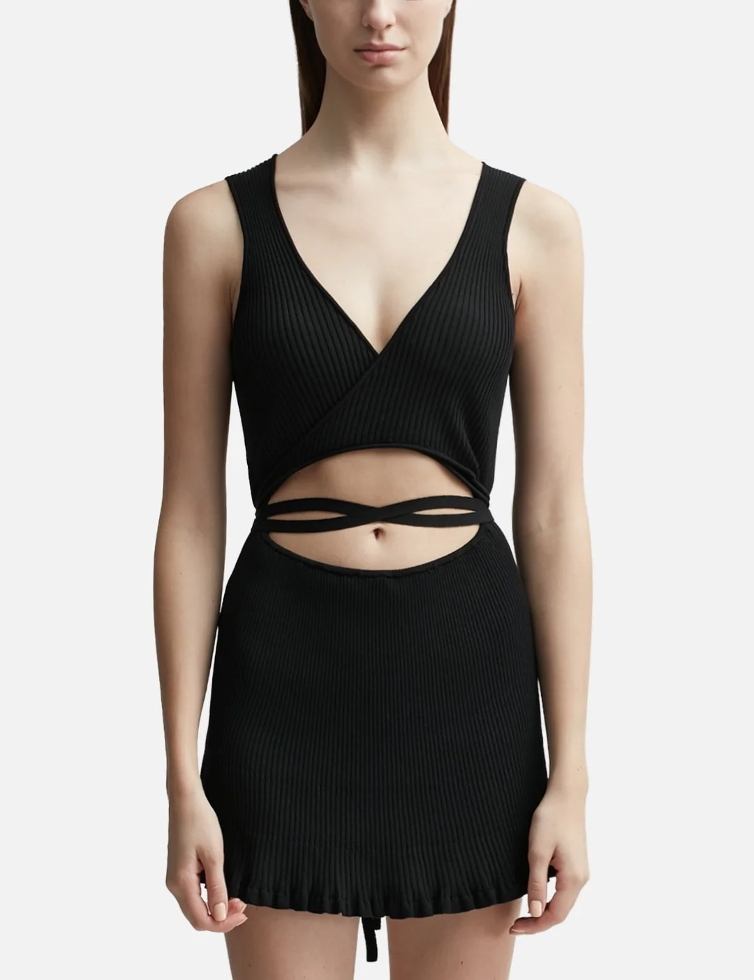 MINI PEEPHOLE KNIT DRESS - 1