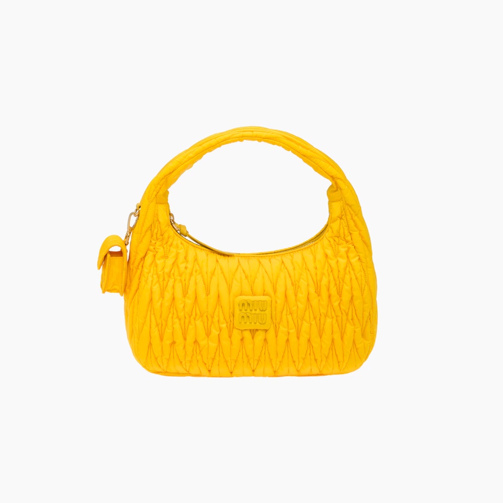Miu Wander matelassé regenerated nylon hobo bag - 1