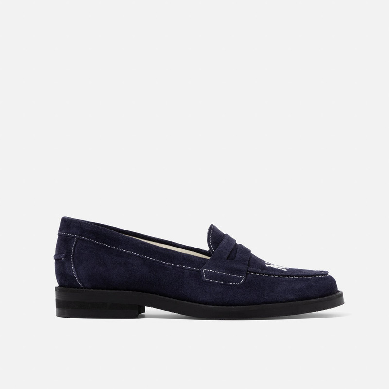 Wilde NY Navy Suede Penny Loafer - Women's 4