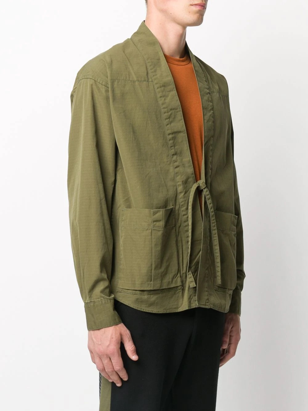 tie-front shirt jacket - 3