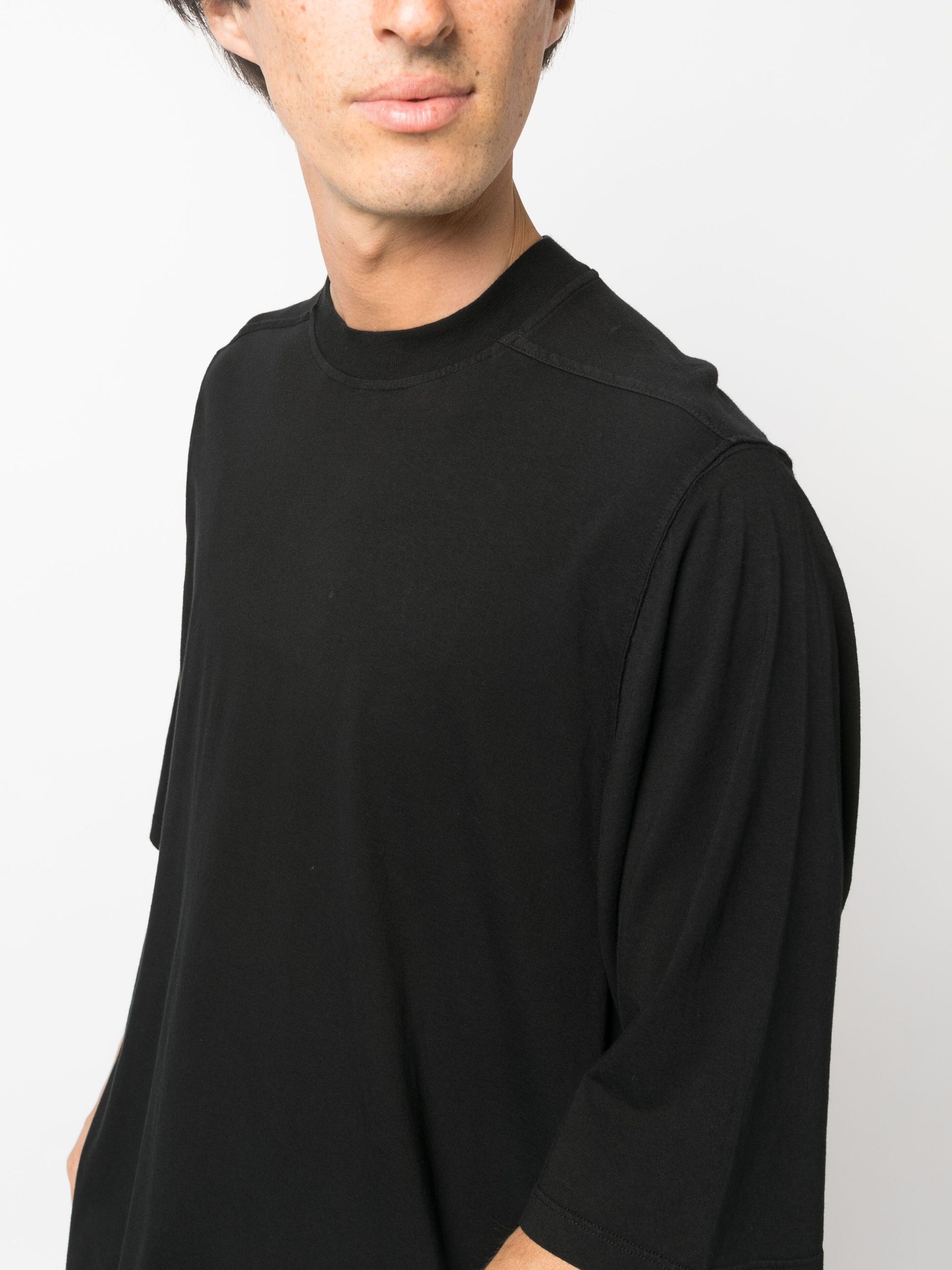 Black Strap Detailed Cotton T-Shirt - 5