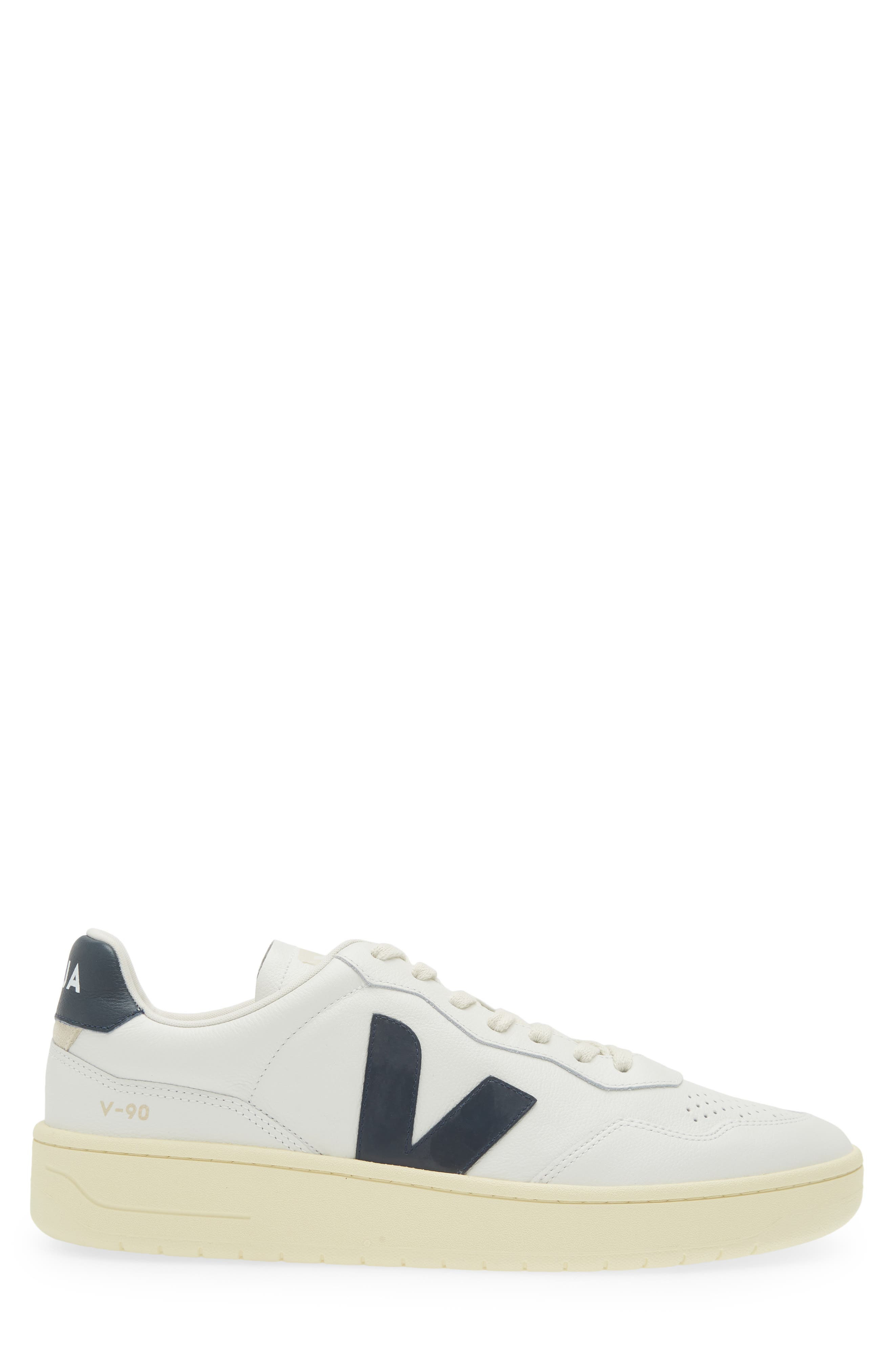 Veja V-90 Leather Sneaker in Extra White Nautico at Nordstrom - 3