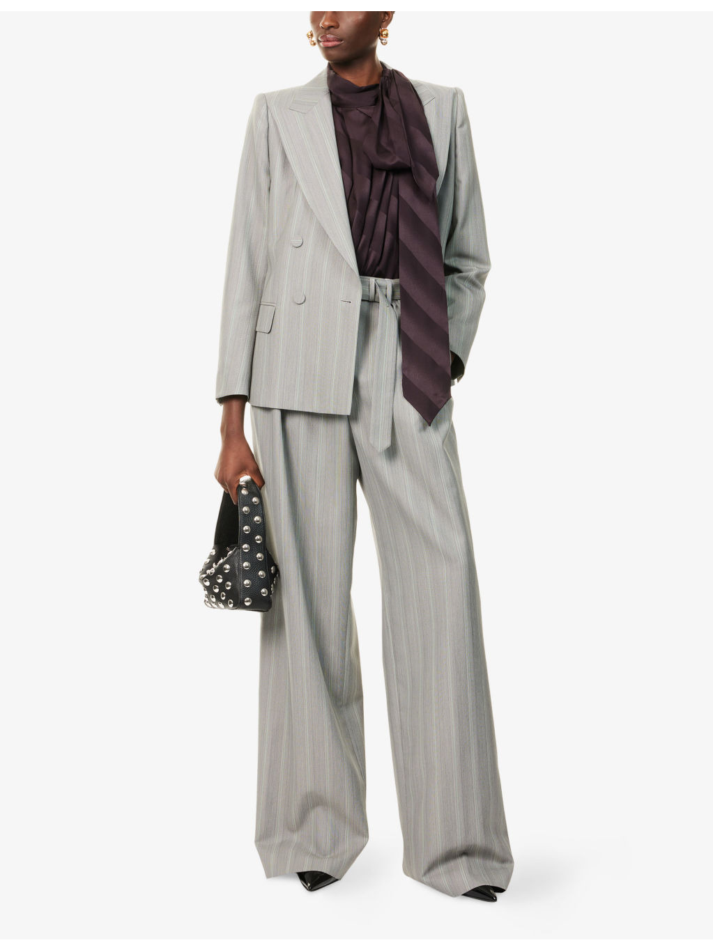 Belted Striped Wool-Blend Trousers - 2