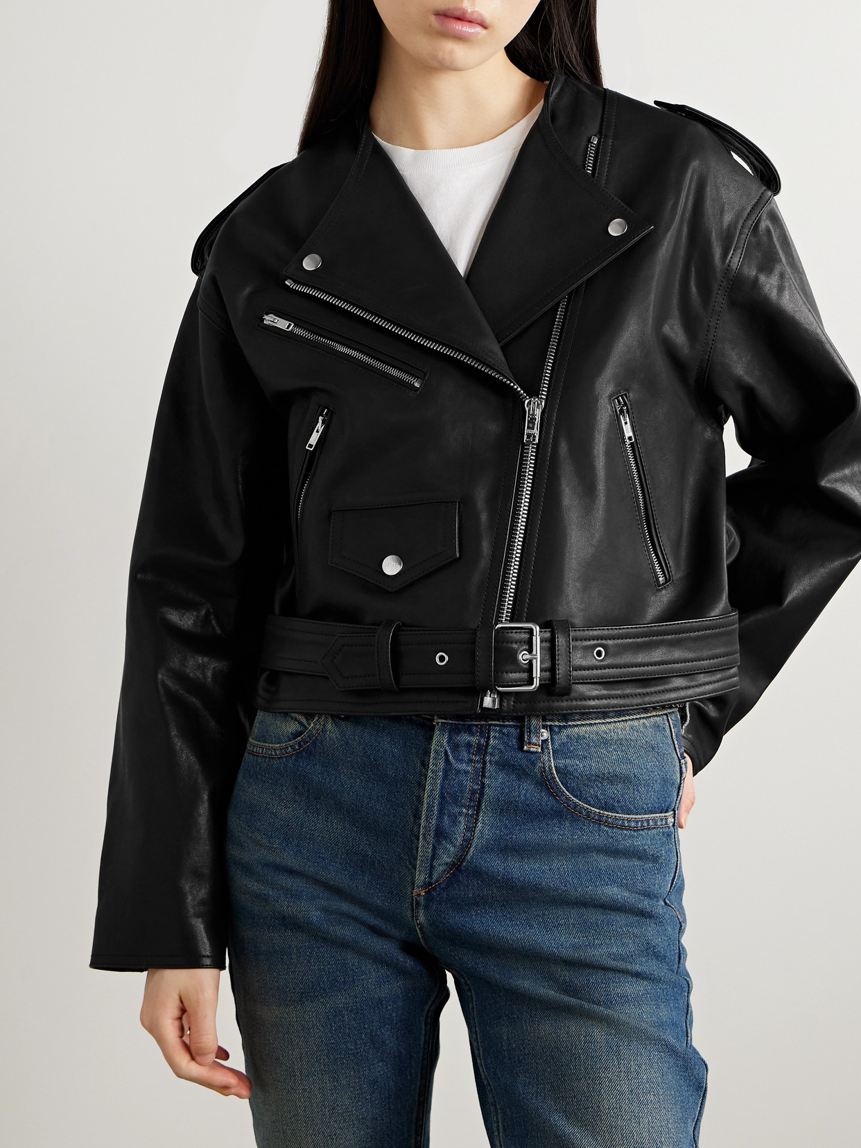 Audric Leather Biker Jacket - 4