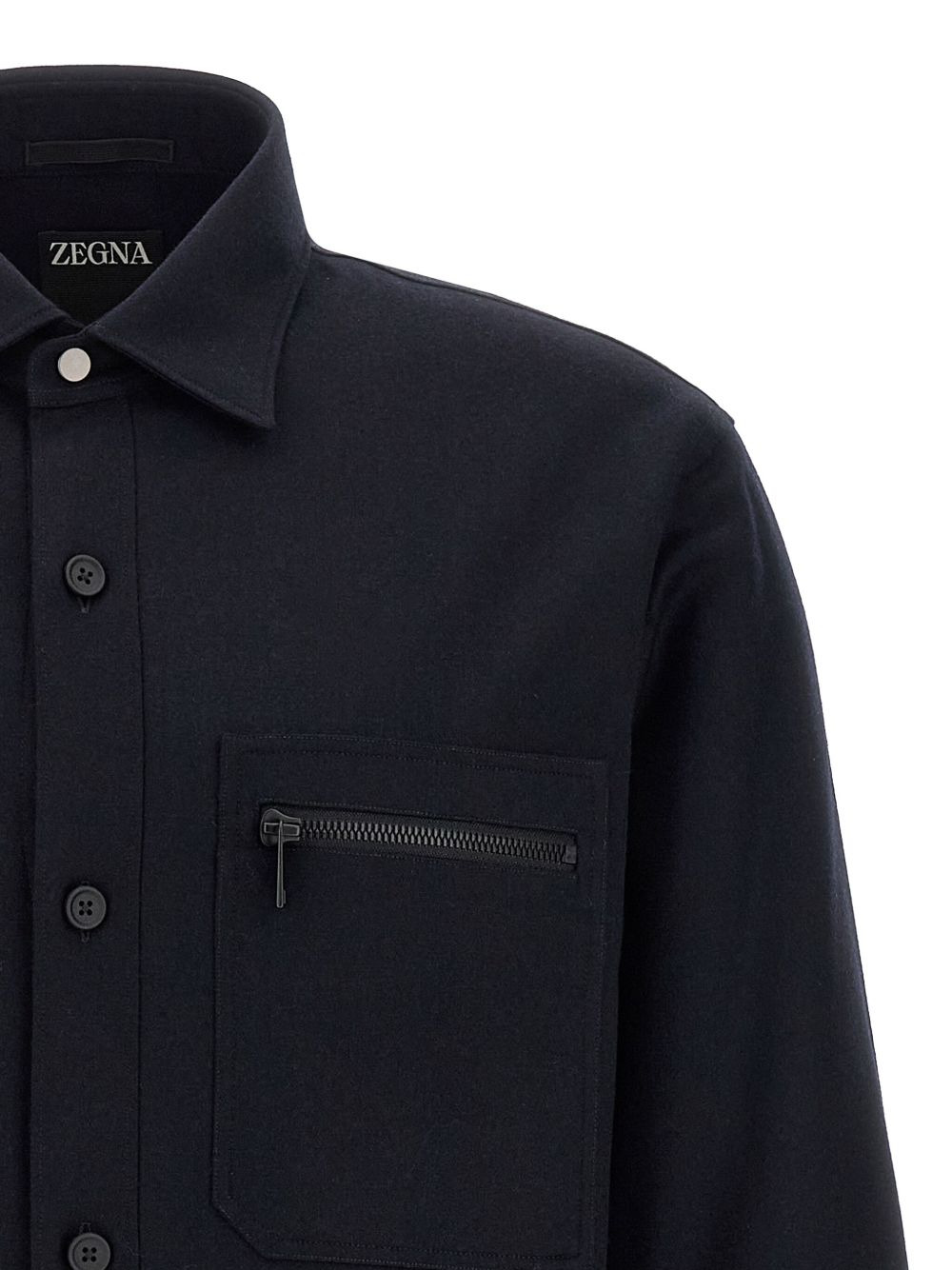 zip-pocket wool shirt - 4
