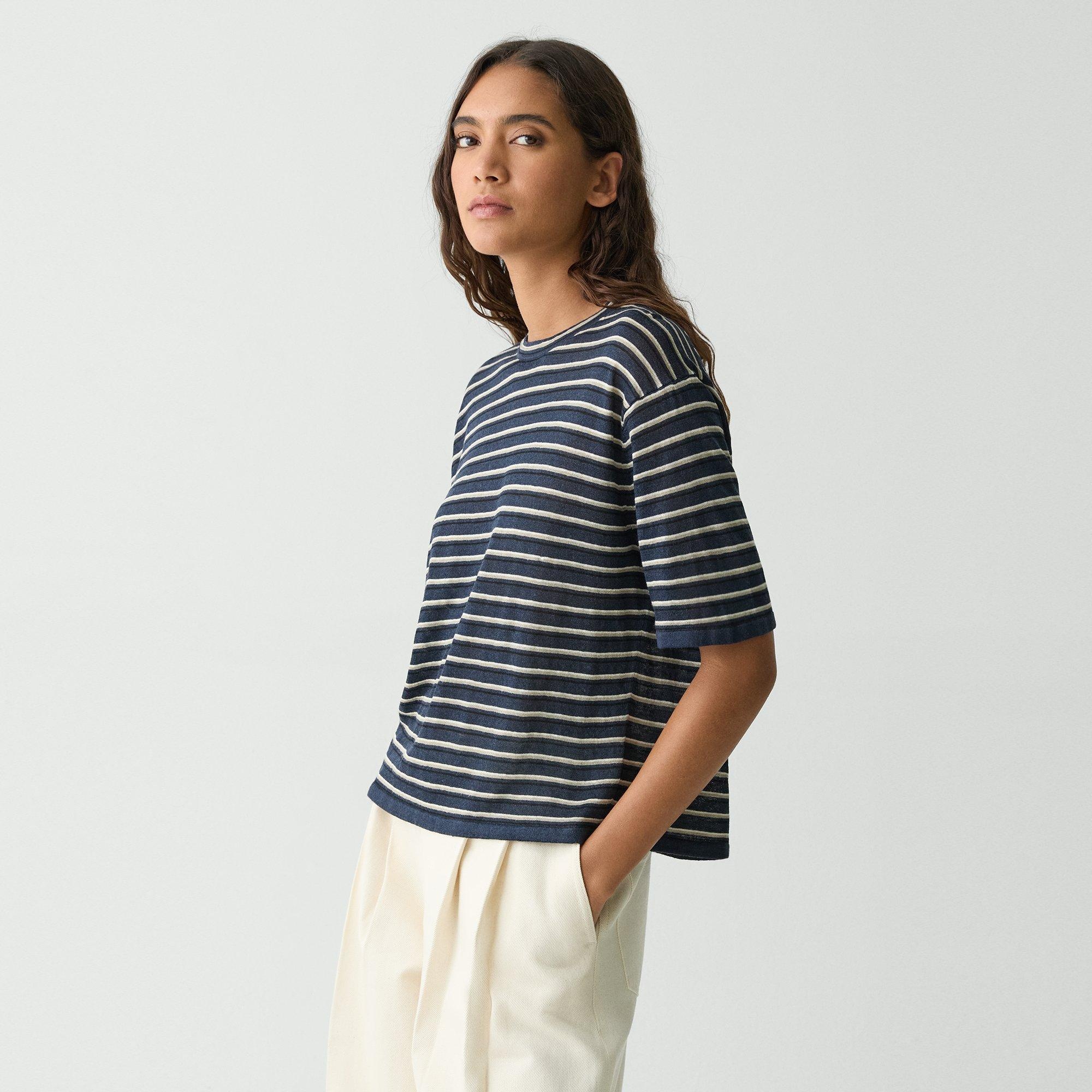 Boyfriend Tee in Cable Knit Linen - 3