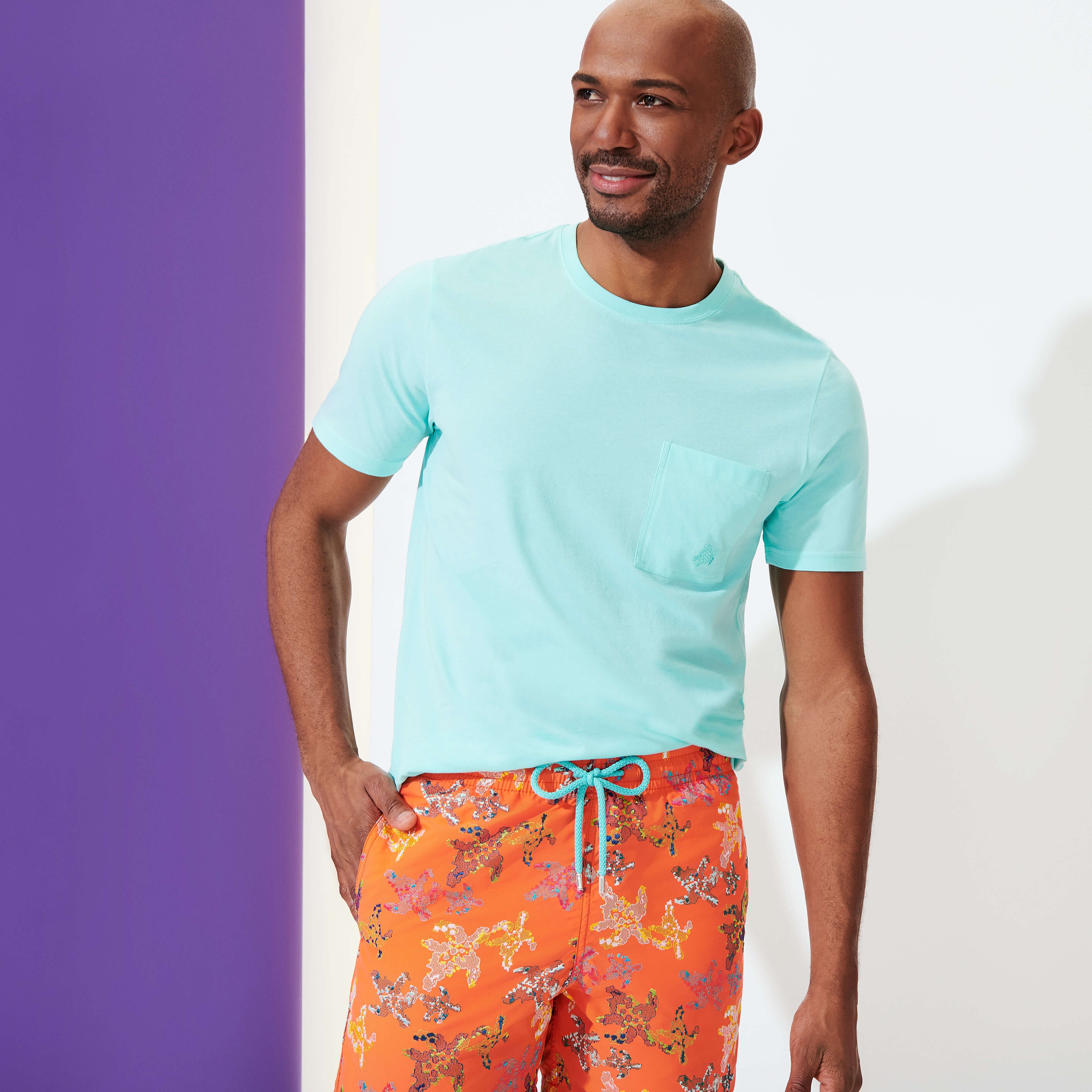 Men Swimwear Embroidered Water Colour Turtles - Limited Edition - 7