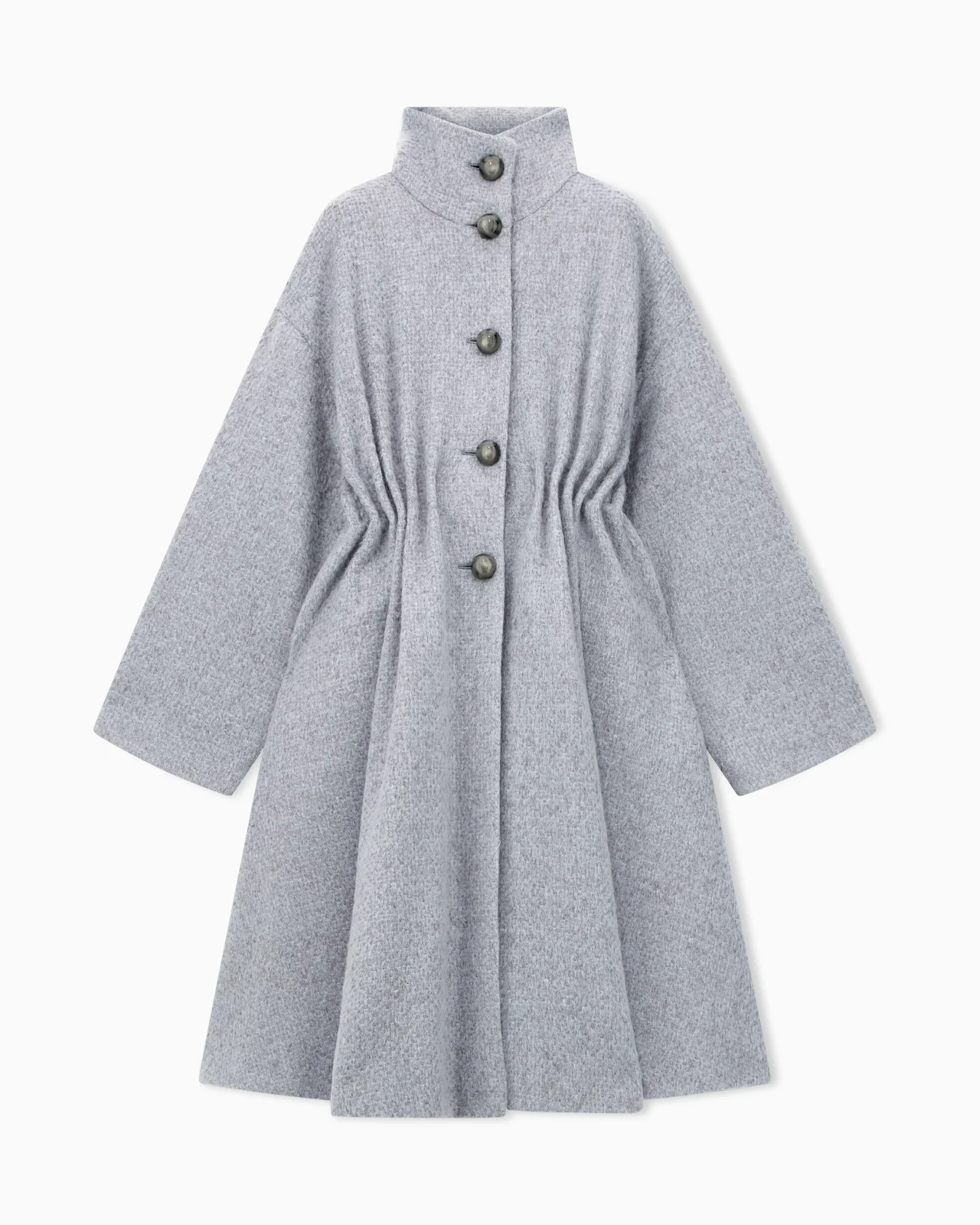 COAT IN BRUSHED WOOL AND MOHAIR WITH A GATHERED WAIST - 1