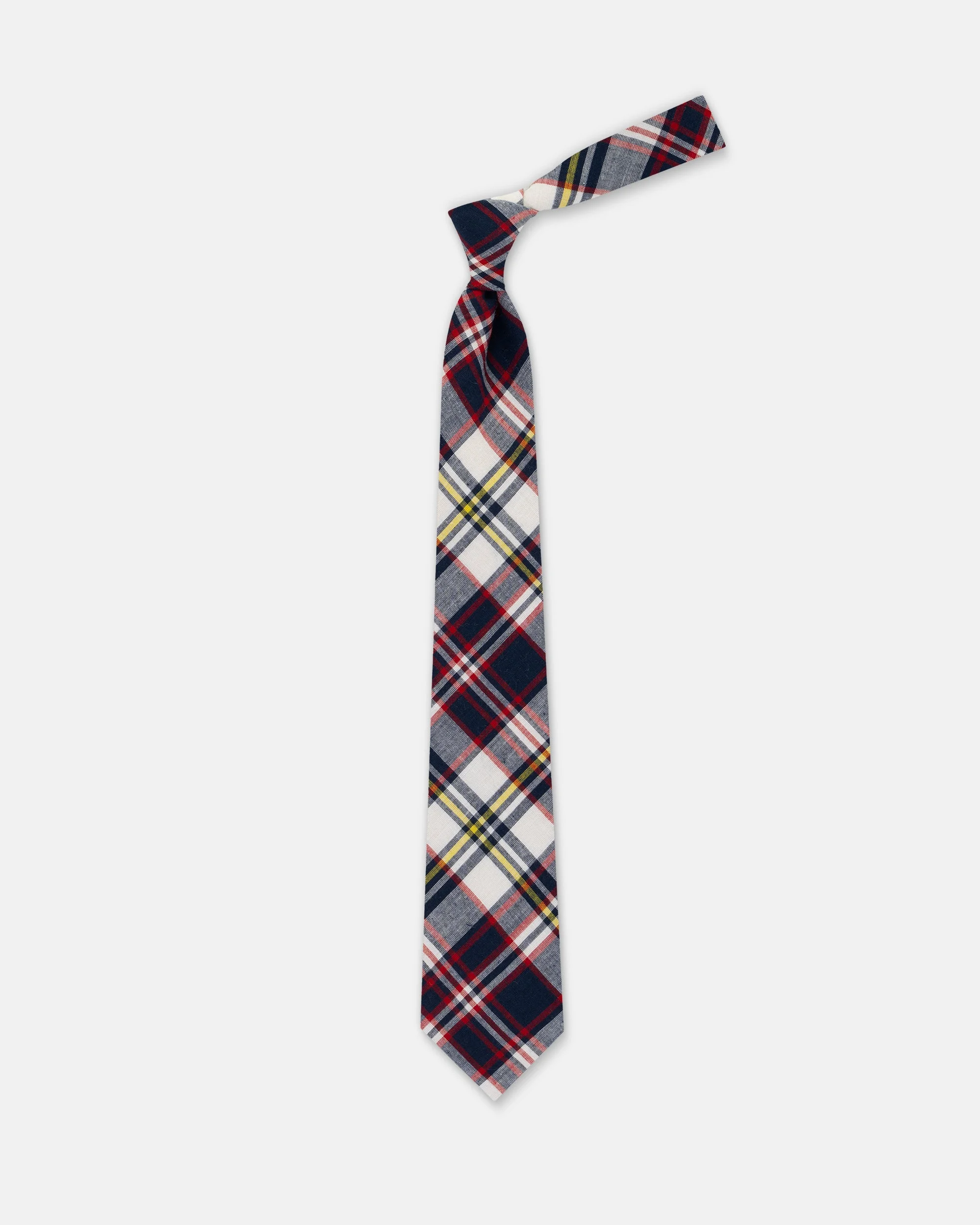 MADE-IN-USA BLUE, WHITE, & YELLOW MADRAS TIE - 1