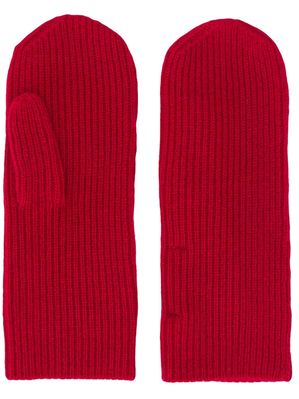 ribbed knitted mitts - 1