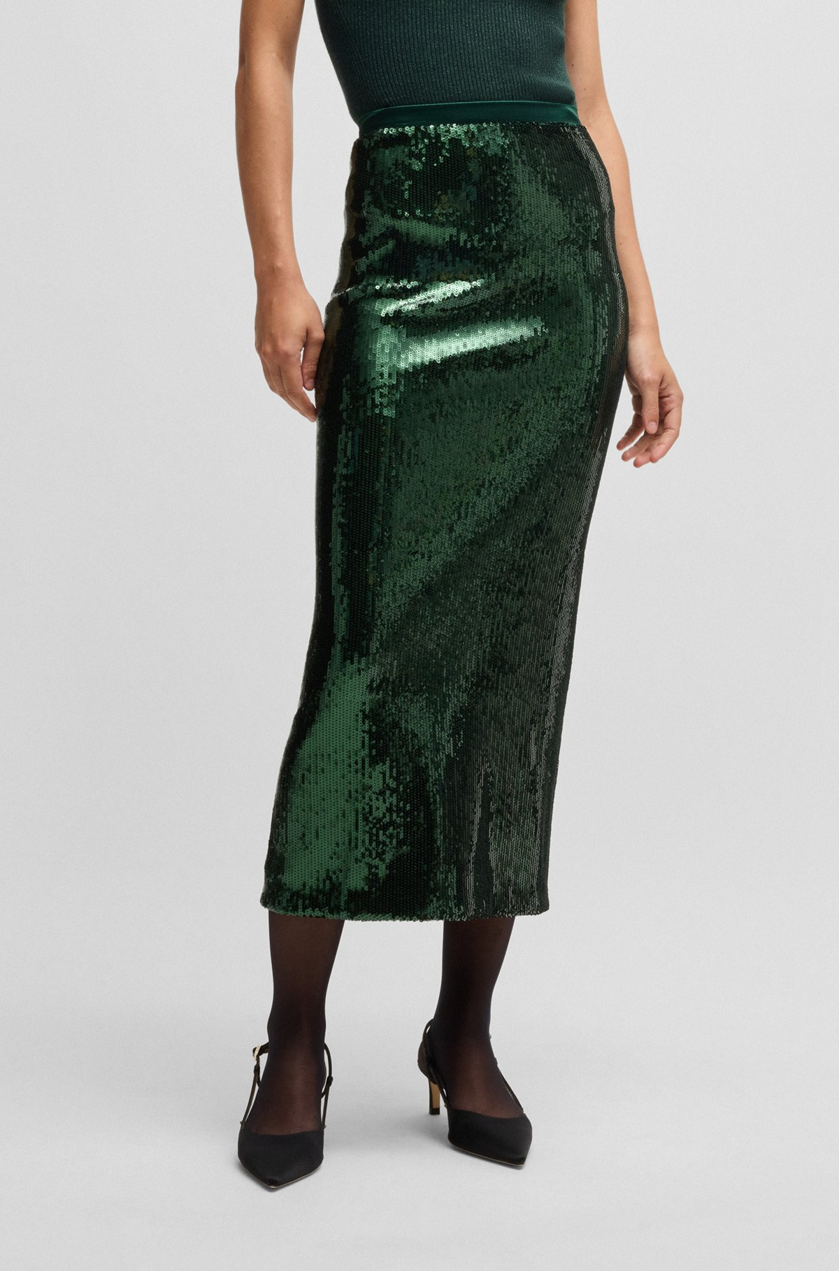 RELAXED-FIT MAXI SKIRT WITH SEQUIN EMBELLISHMENTS - 2
