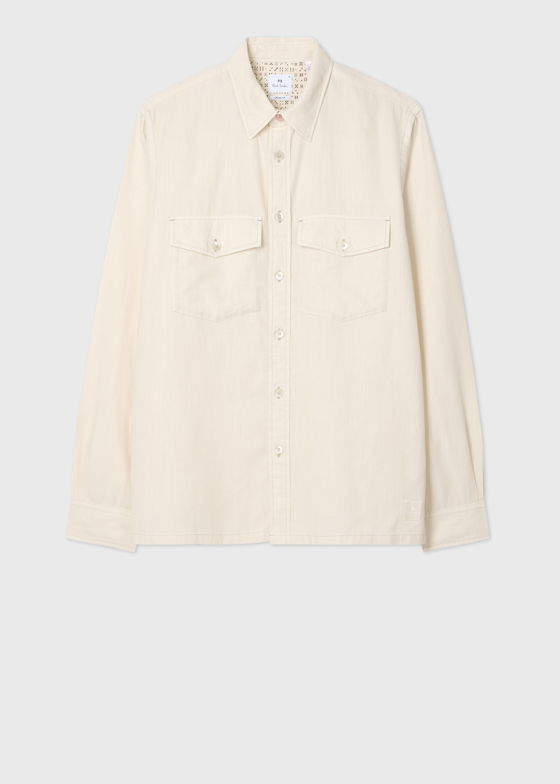Ecru Lyocell-Cotton Patch-Pocket Shirt 1