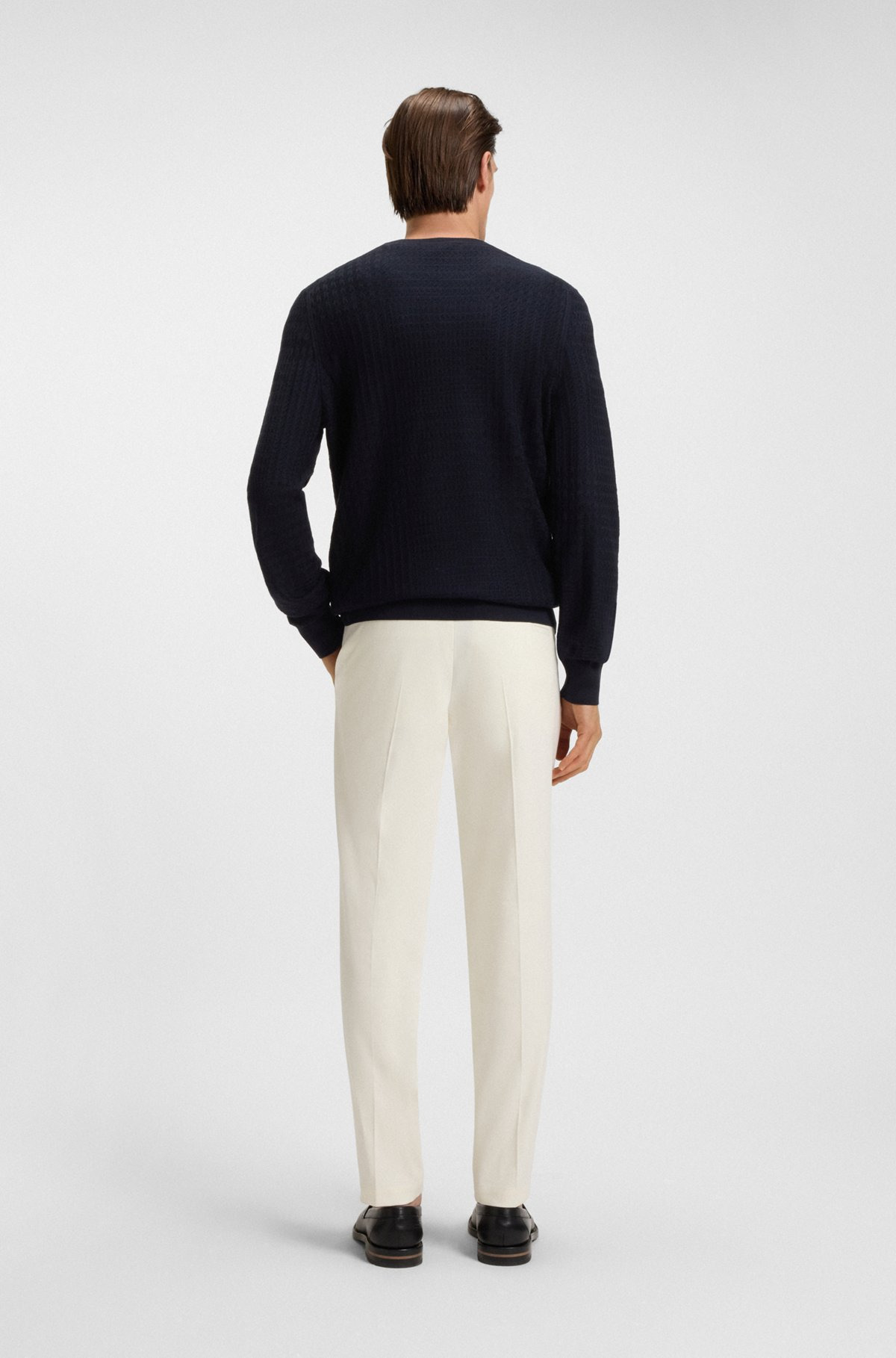 SILK SWEATER WITH PRINCE OF WALES CHECK STRUCTURE - 5