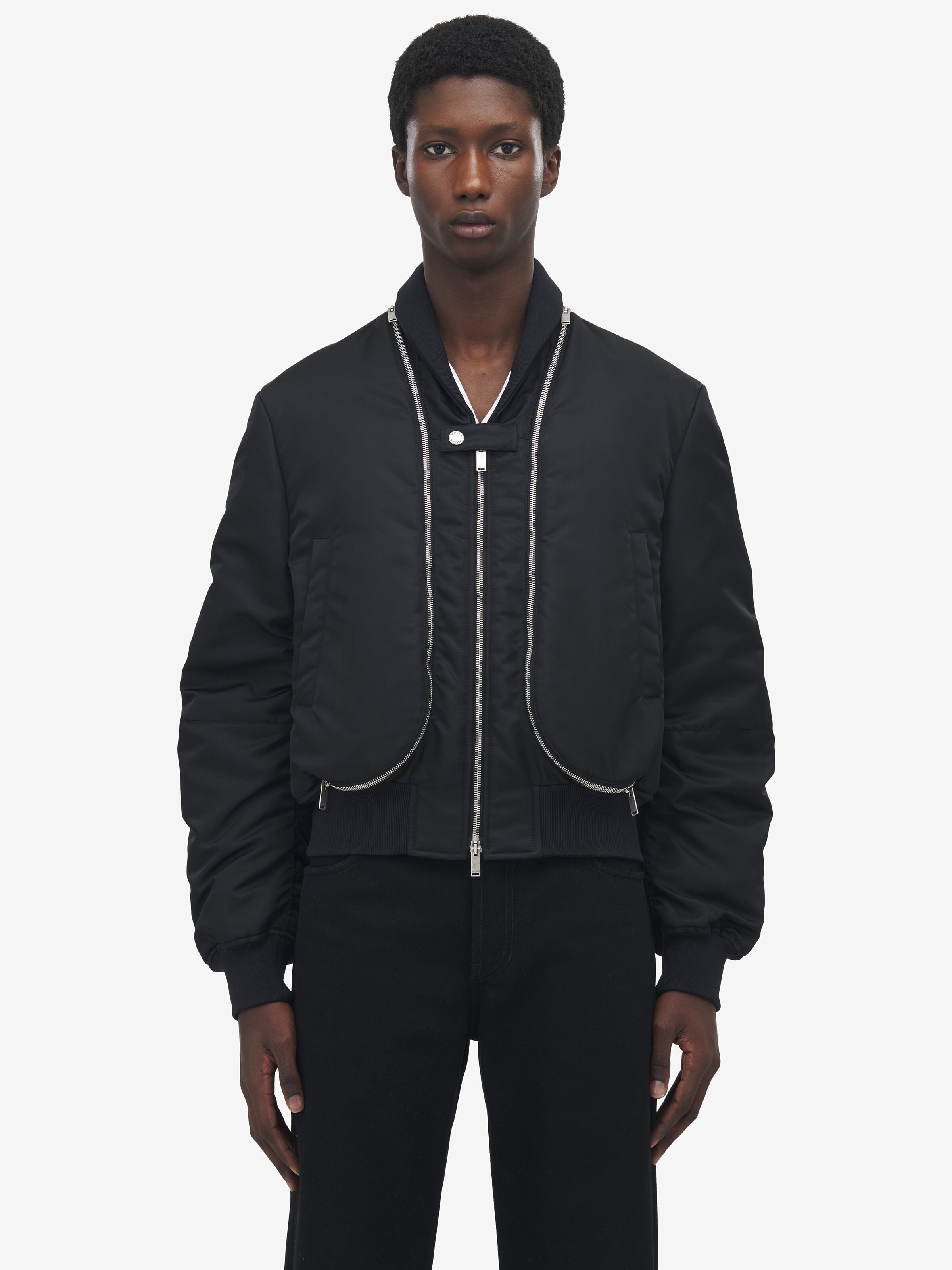 Zip Detail Cropped Bomber Jacket - 2