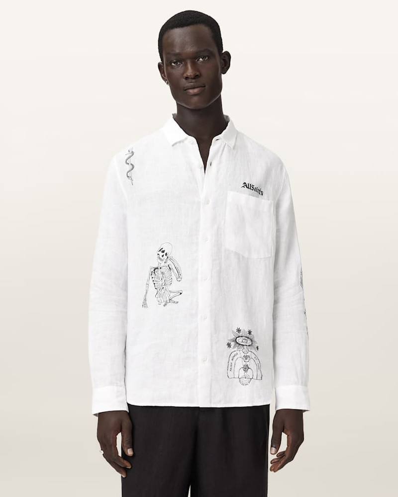 ALLSAINTS TERROR LONG SLEEVE LINEN SHIRT outlook
