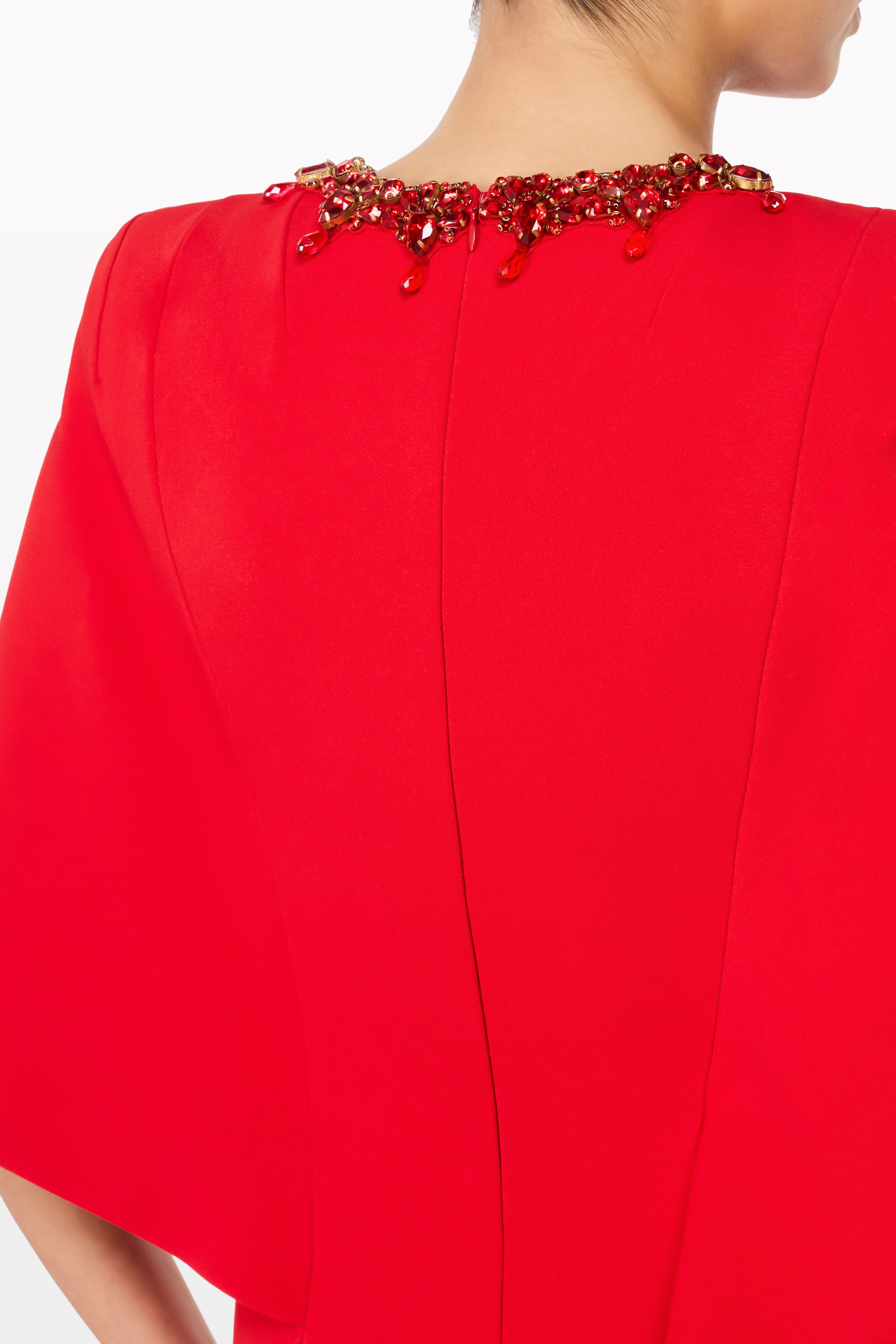 Jenny Packham Ursa Embellished-Neck Midi Dress in Chilli Red at Nordstrom - 5