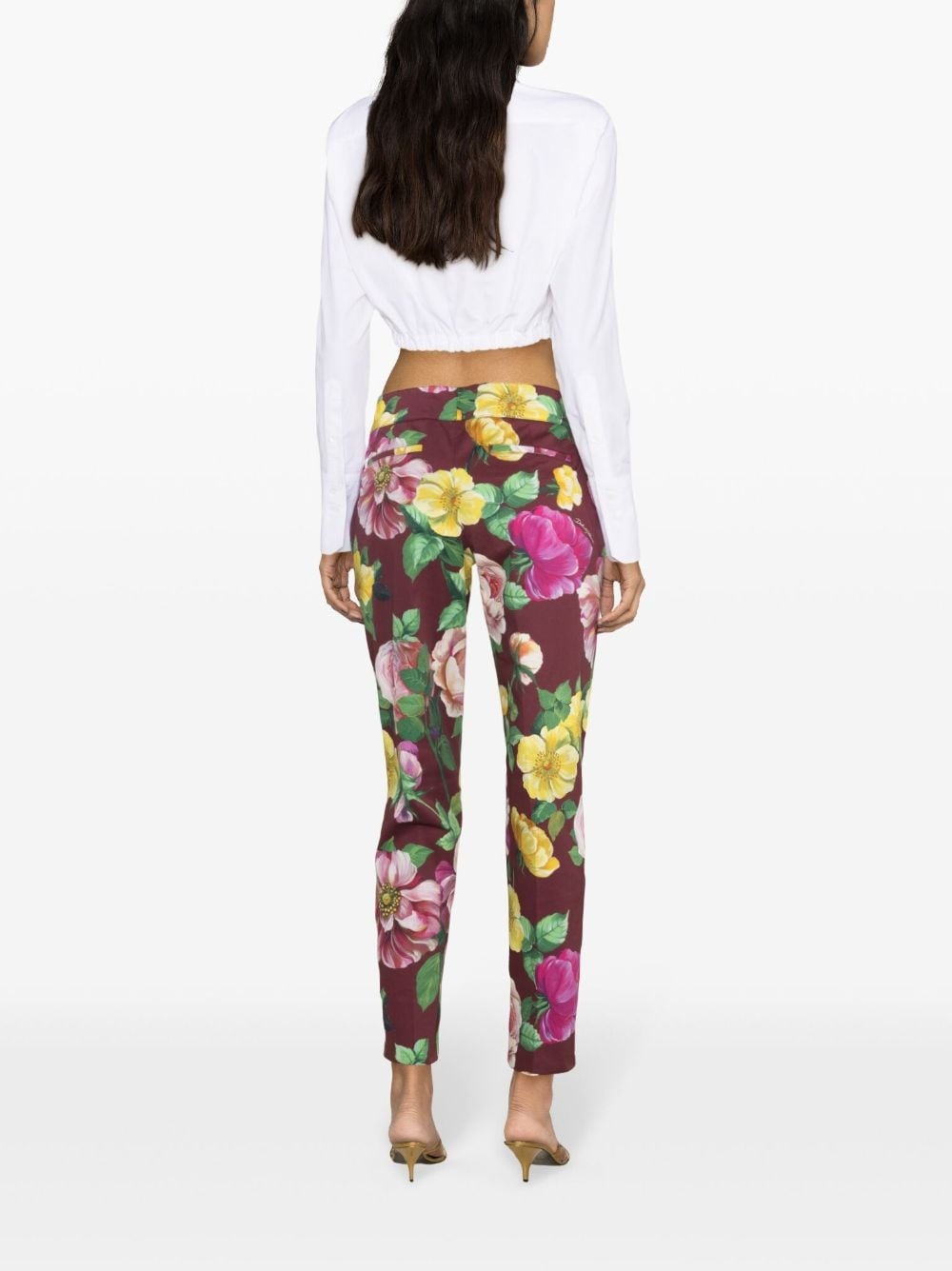 camellia-print trousers - 4