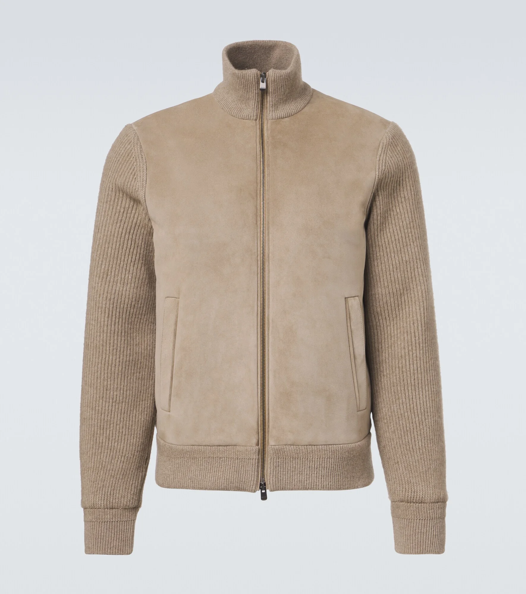 Cashmere and suede bomber jacket - 1