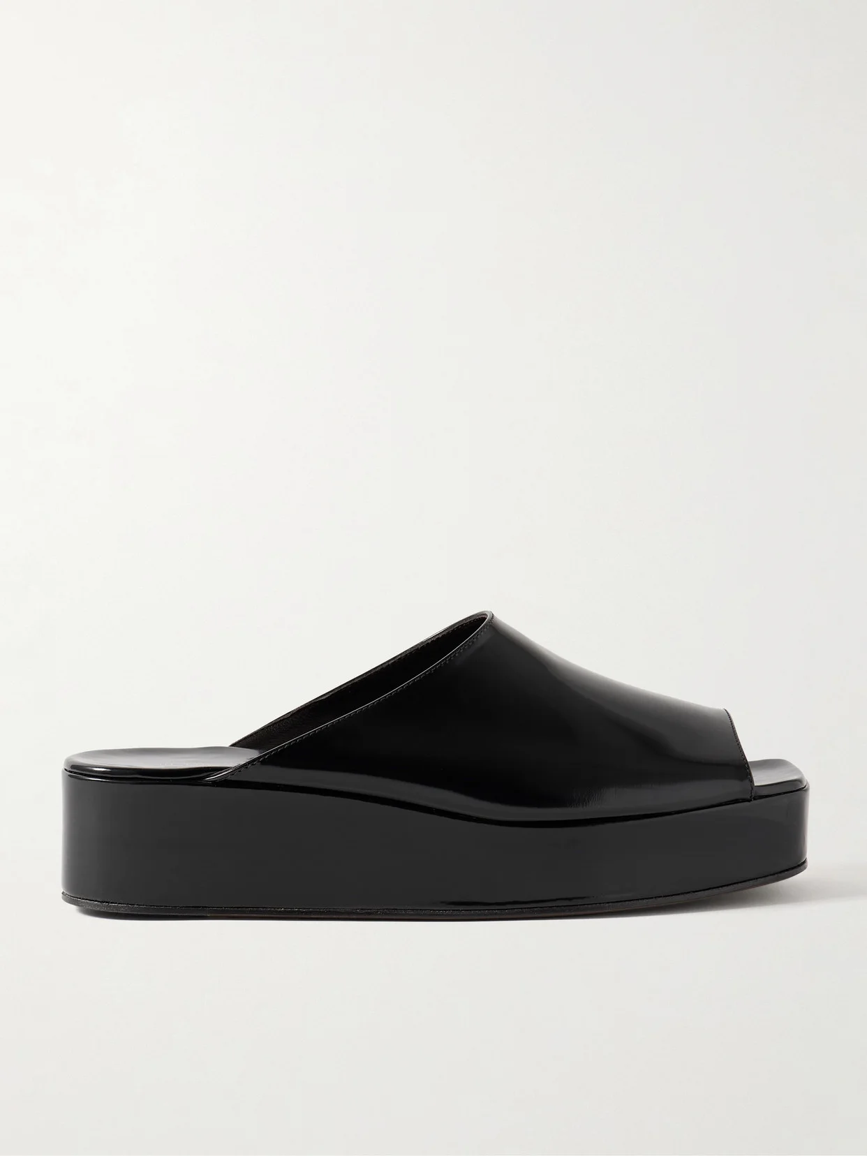 Emi Glossed-leather Platform Slides - 1