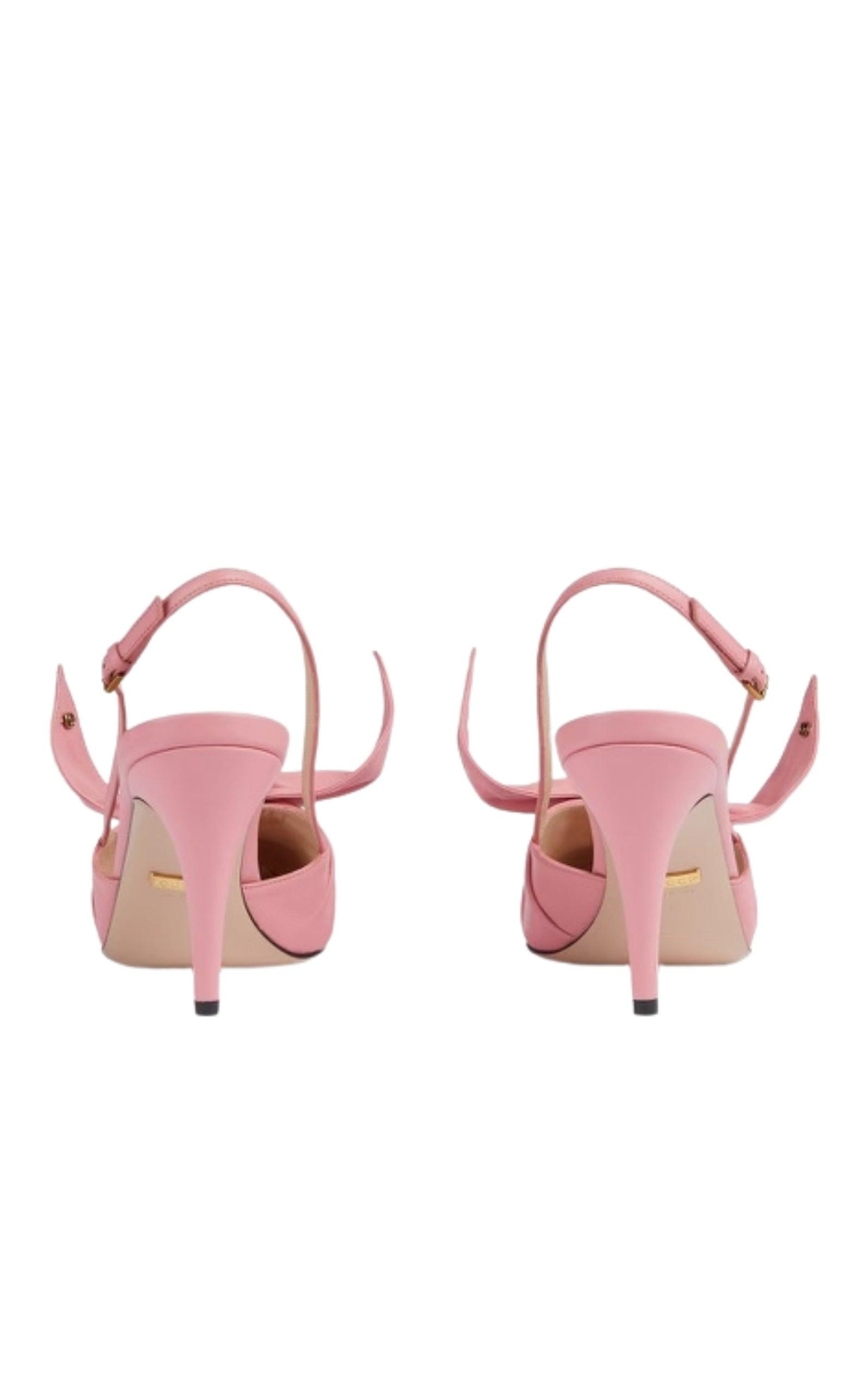 Bow-Embellished Leather Slingback Pumps - 5