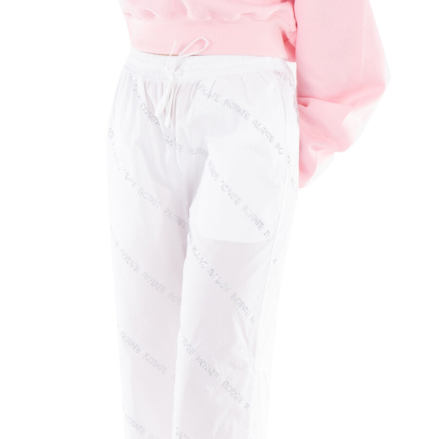 Rotate Ladies Bright White Comb Rotate Crystal Poplin Pants - 2