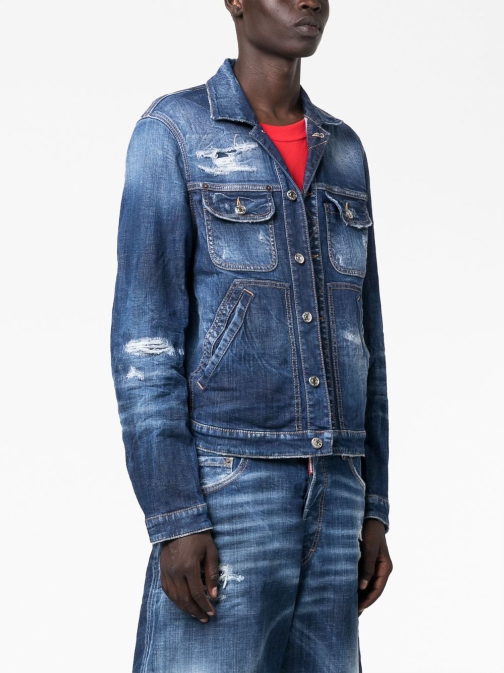 distressed denim jacket - 3