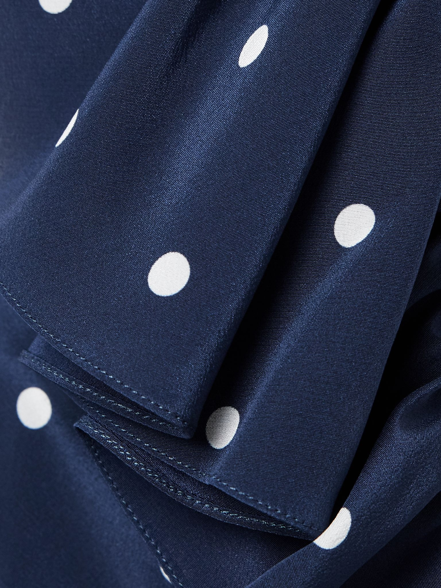 Pleated gathered polka-dot silk crepe de chine midi dress Navy - 4