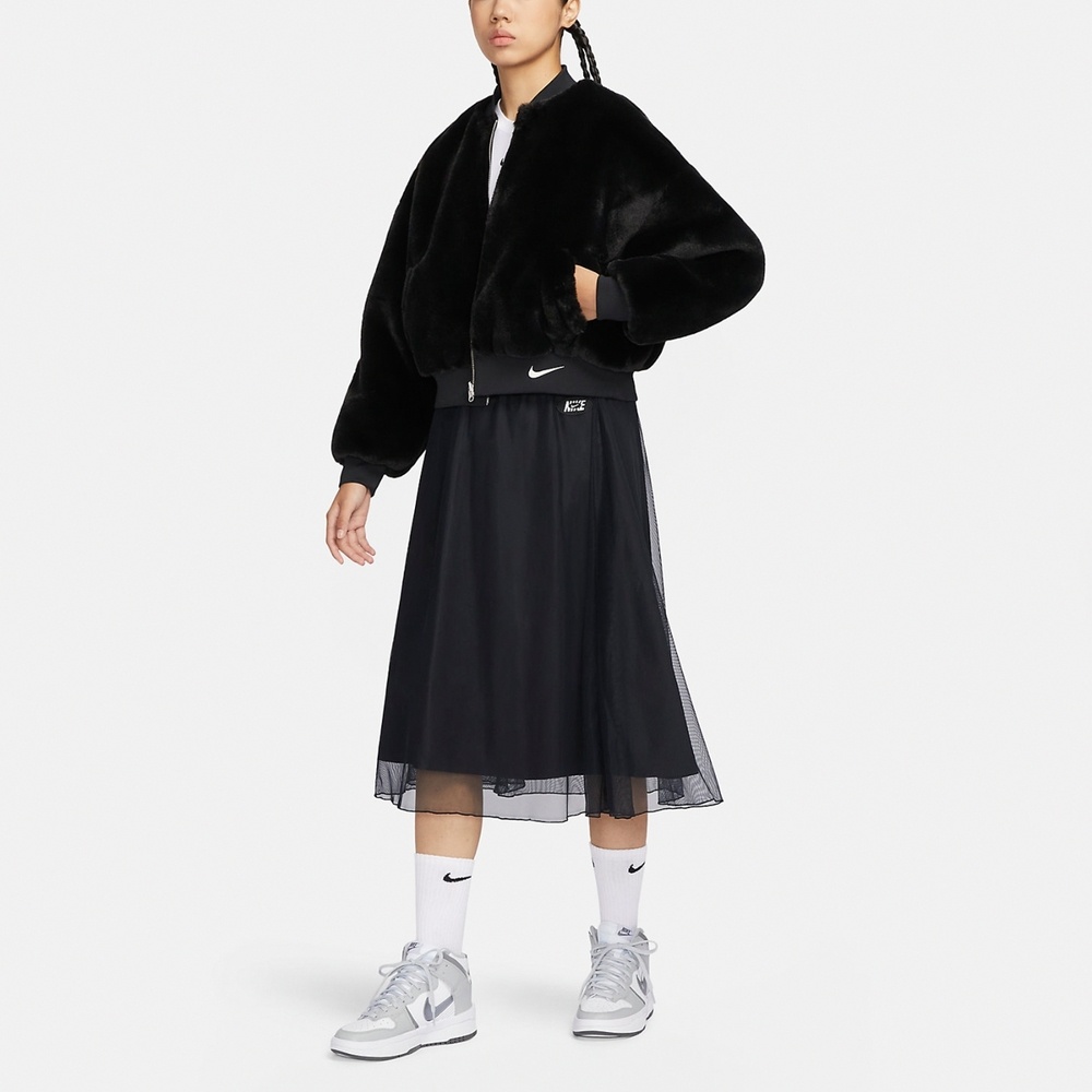 (WMNS) Nike Sportswear Reversible Faux Fur Bomber Jacket 'Black' FB8693-010 - 5