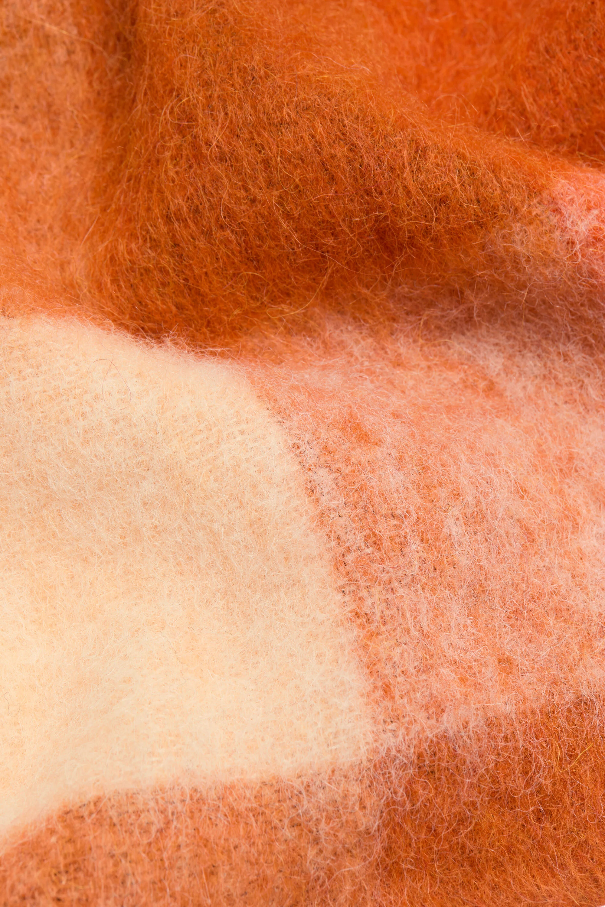 Mohair checked scarf - Bright Orange/ White/Apricot - 3