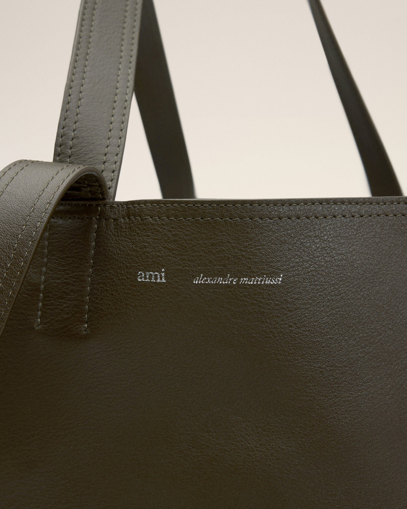 GREEN LEATHER MIDI TOTE BAG 4