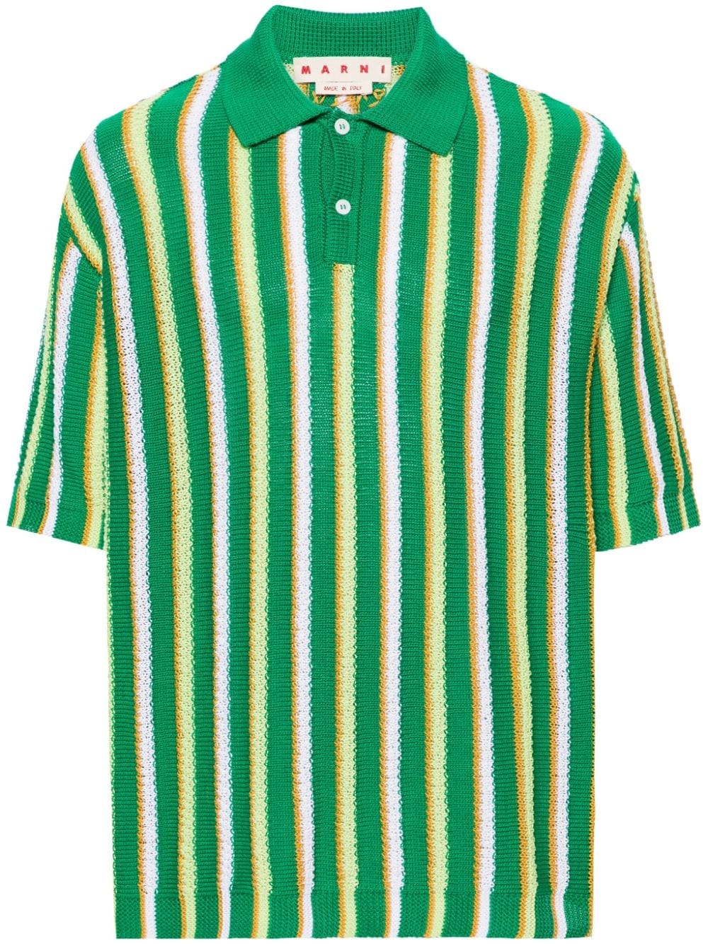 striped crochet polo shirt - 1