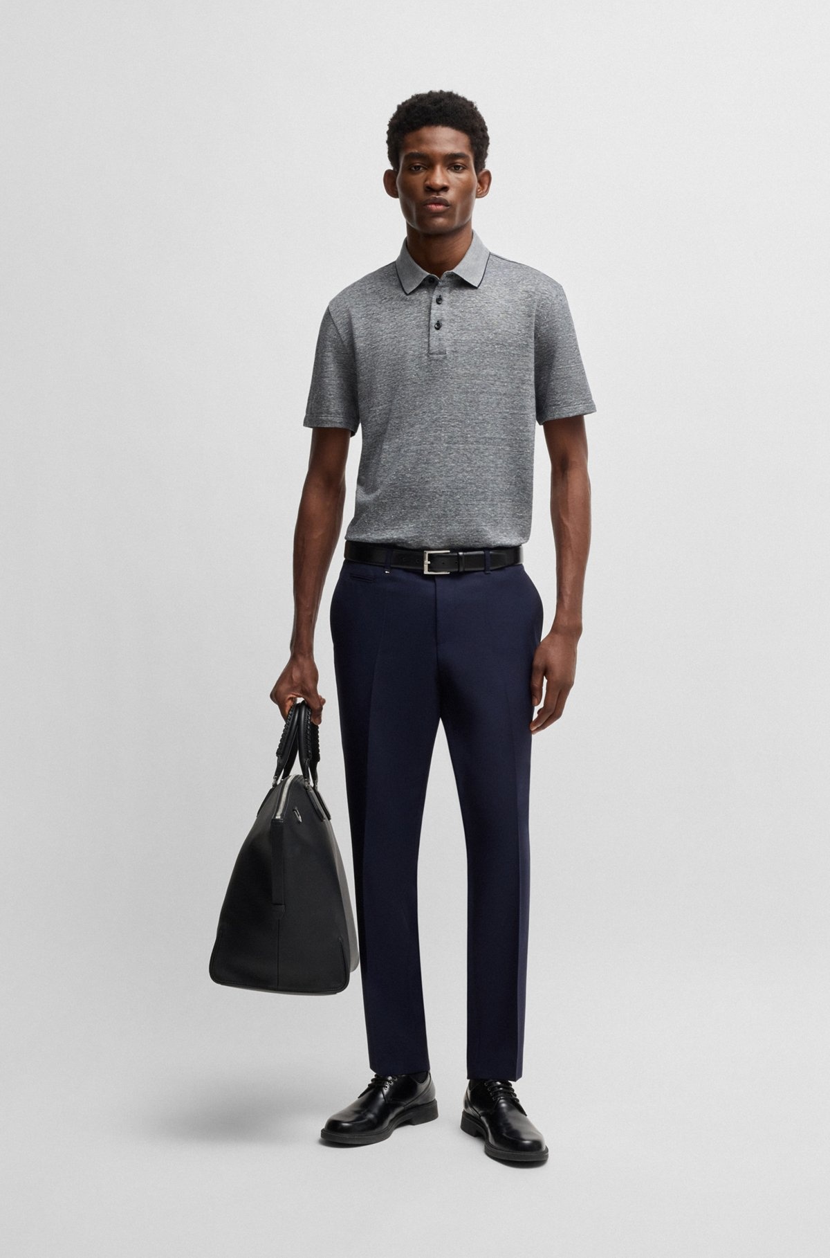 KNIT POLO SHIRT IN COTTON AND LINEN - 4