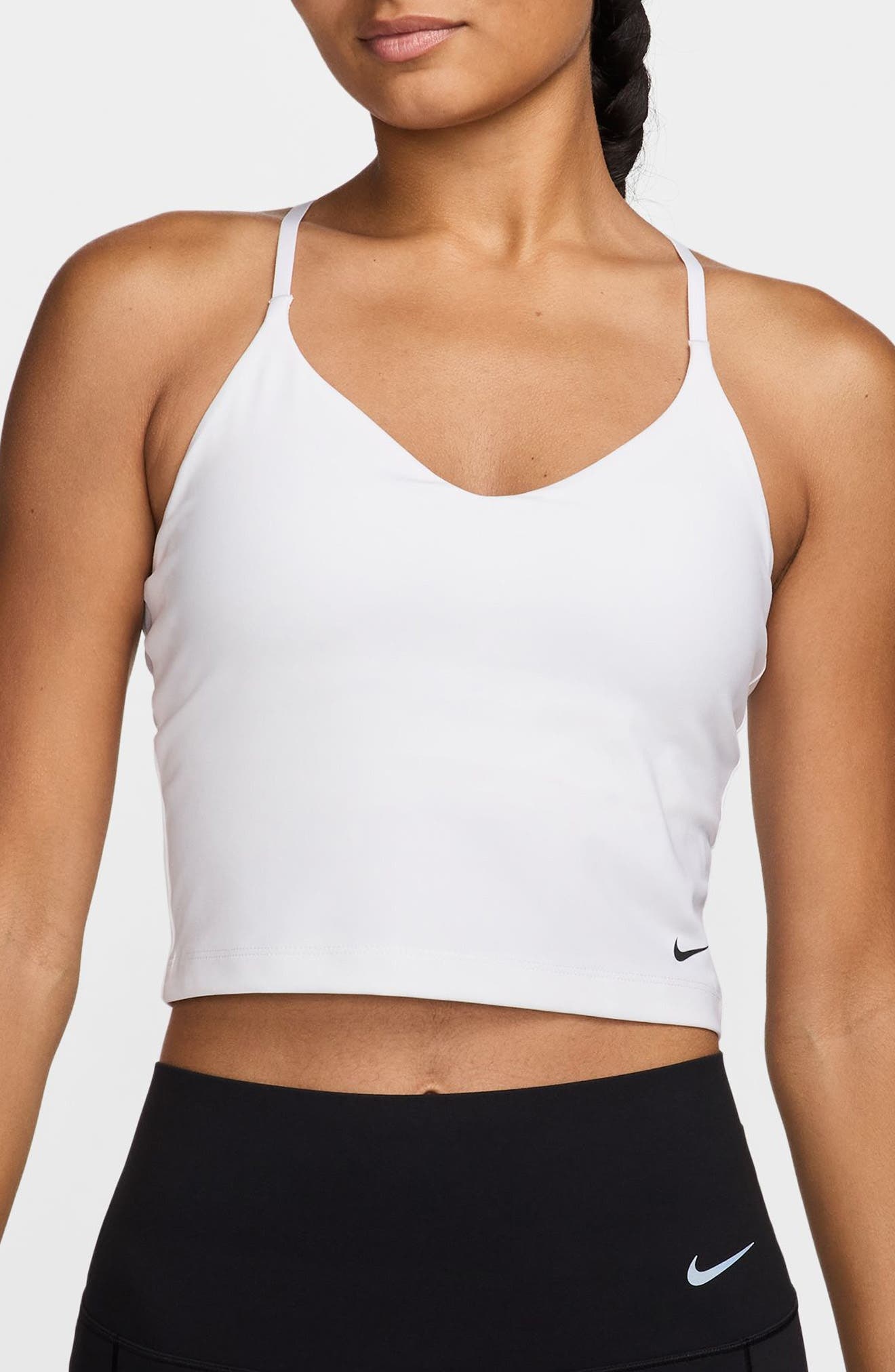 Nike Indy Light-Support Padded Sports Bra Tank in White/Black at Nordstrom - 1