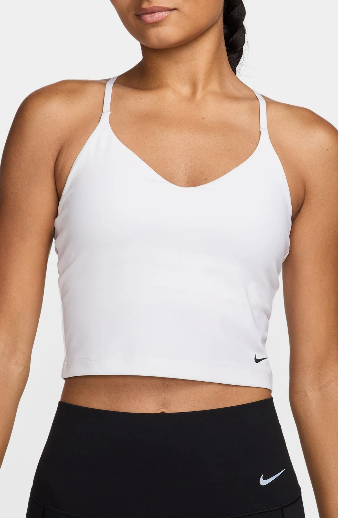 Nike Indy Light-Support Padded Sports Bra Tank in 100 White/Black at Nordstrom - 1