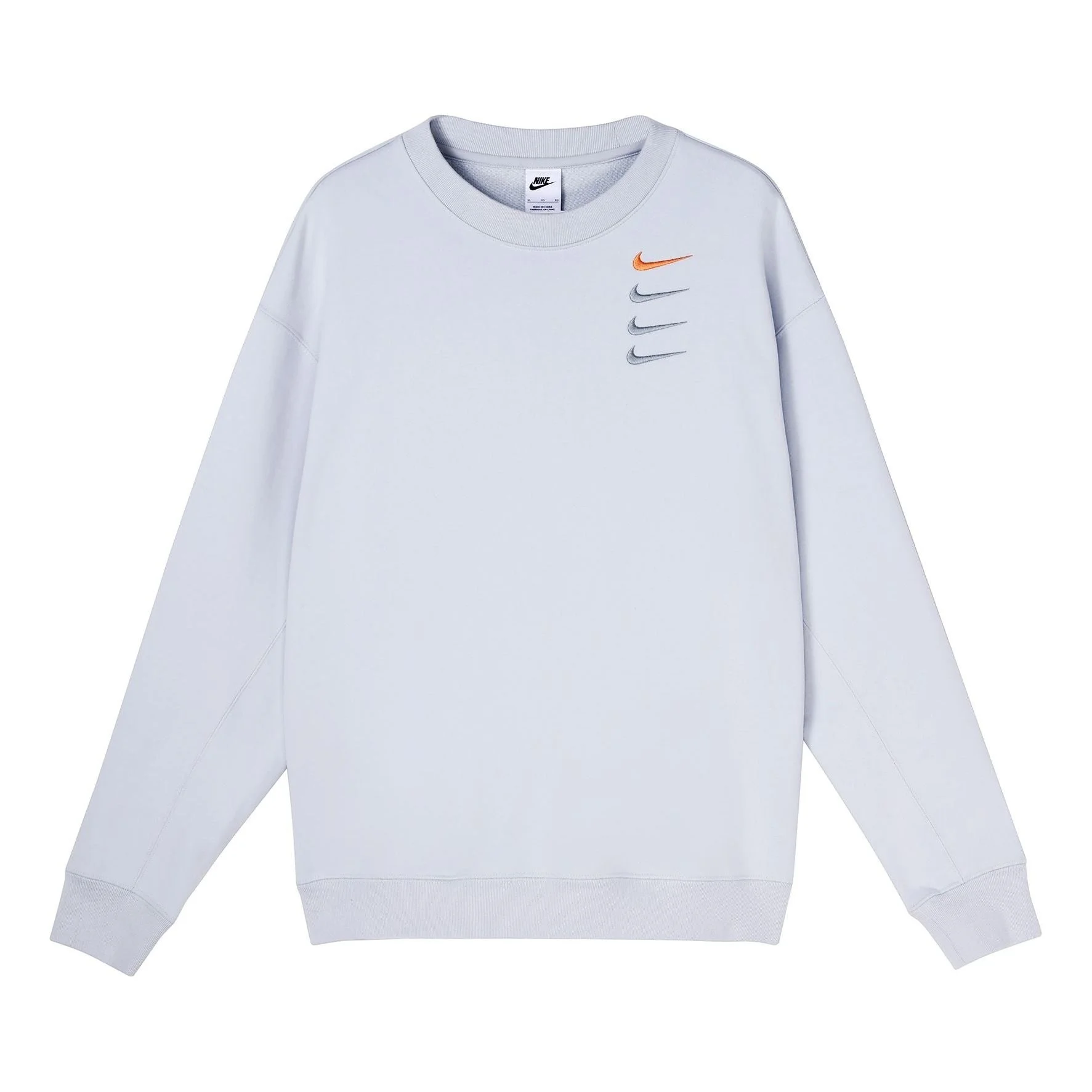 Men's Nike French Terry Swoosh 4 Embroidered Round Neck Sports Pullover Autumn White Gold Color DB94 - 1