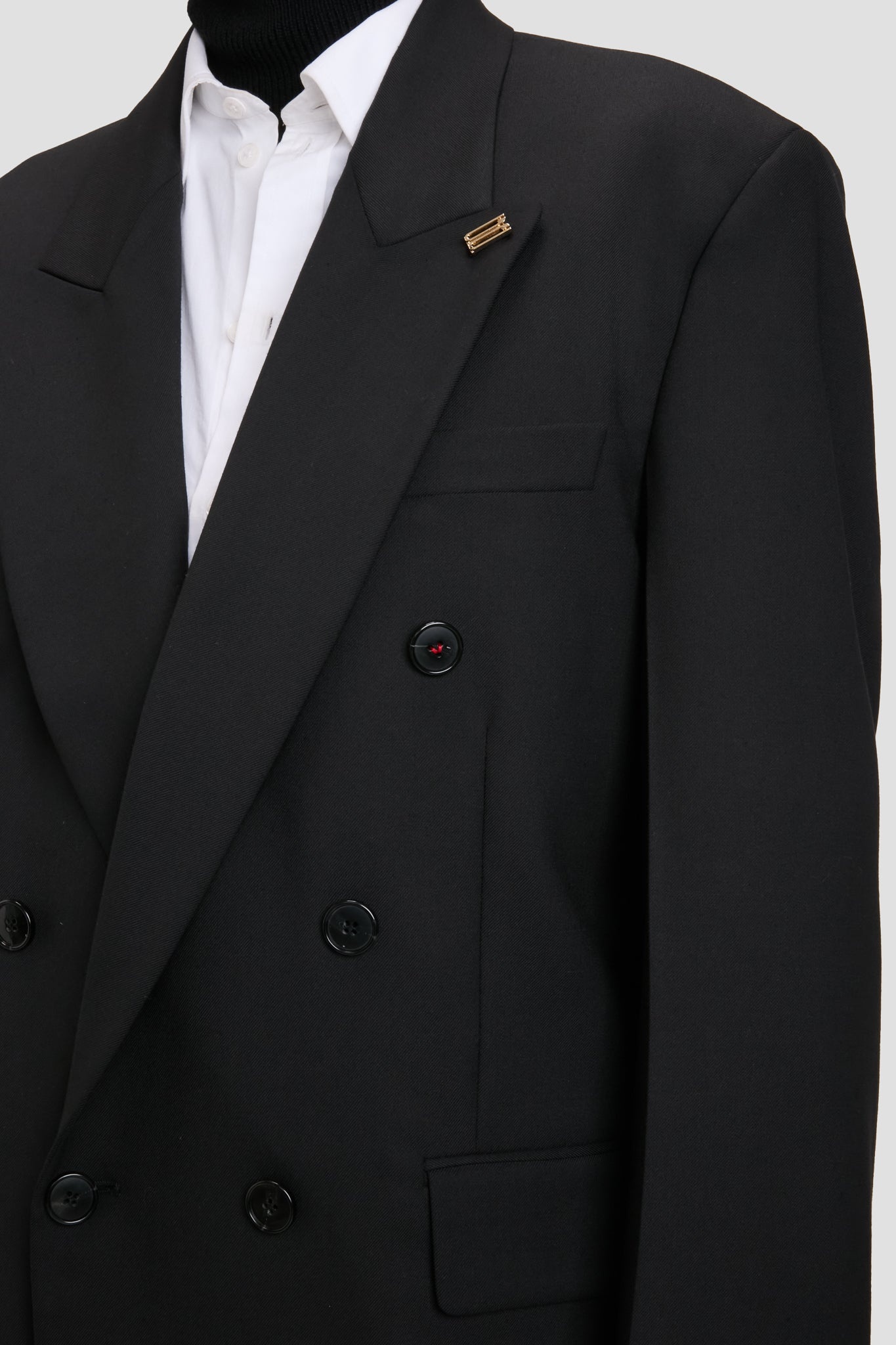 Relaxed Double Breasted Jacket In Black - 4